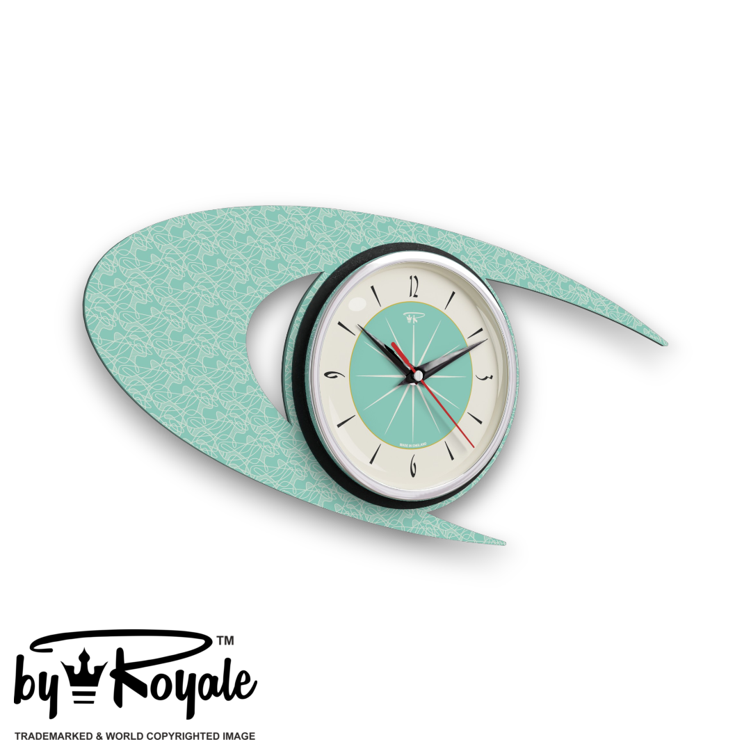 Mid Century Modern Royalexe Laminate Clock By Royale - Boomerang