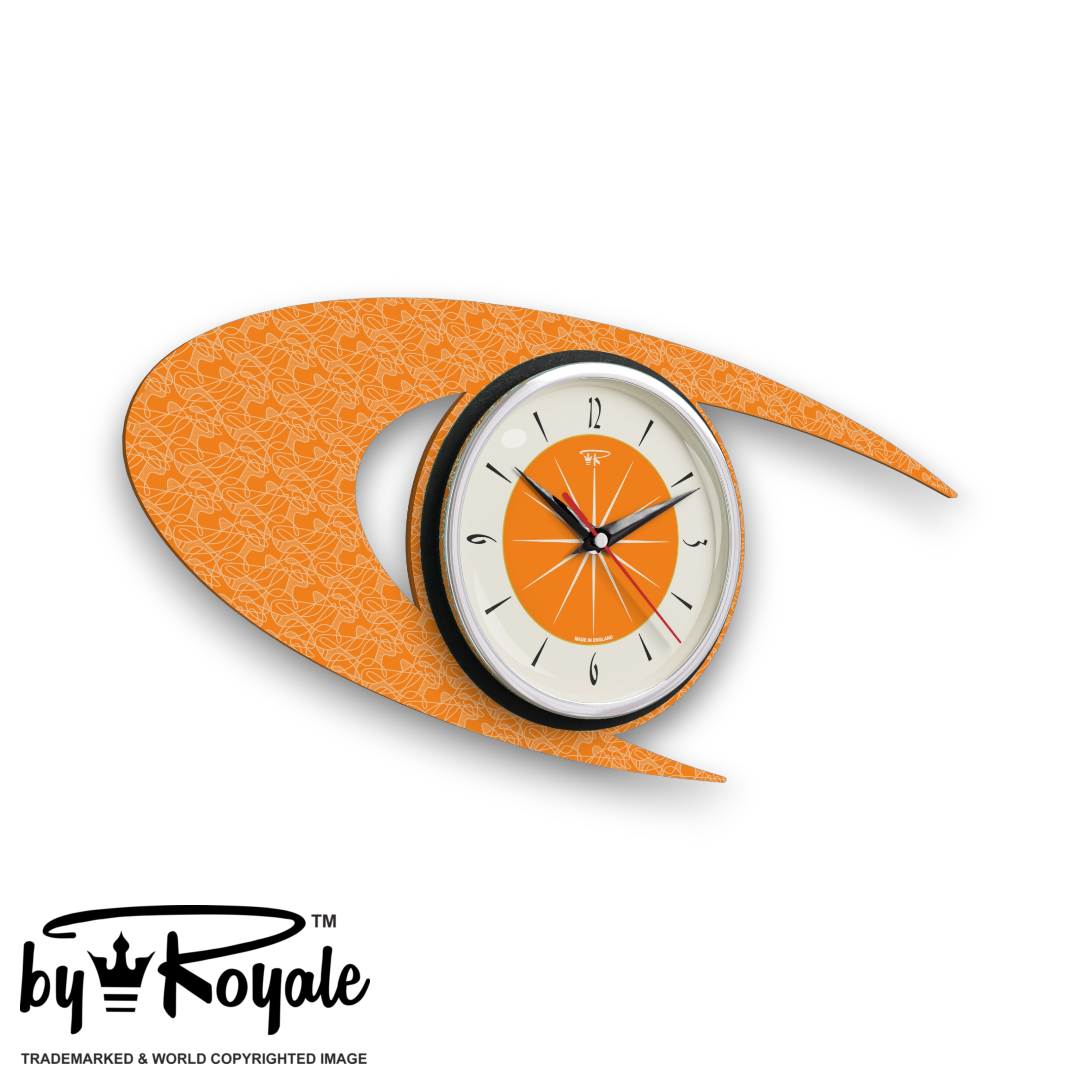 Mid Century Modern Royalexe Laminate Clock By Royale - Boomerang in Orange gallery image