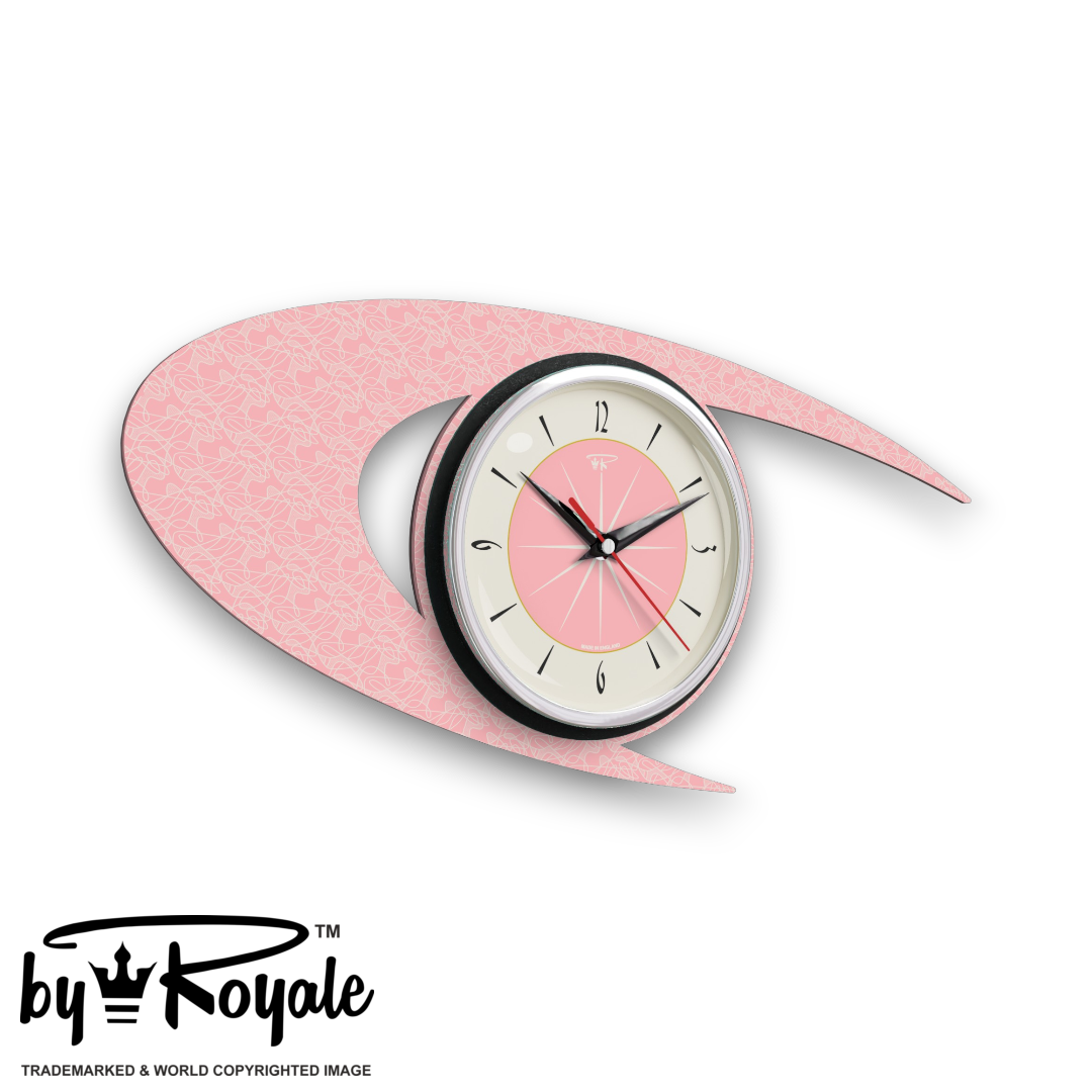 Mid Century Modern Royalexe Laminate Clock By Royale - Boomerang in Pink gallery image