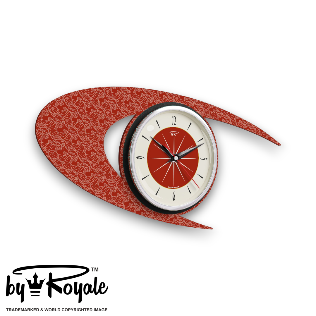 Mid Century Modern Royalexe Laminate Clock By Royale - Boomerang in Tomato Red gallery image