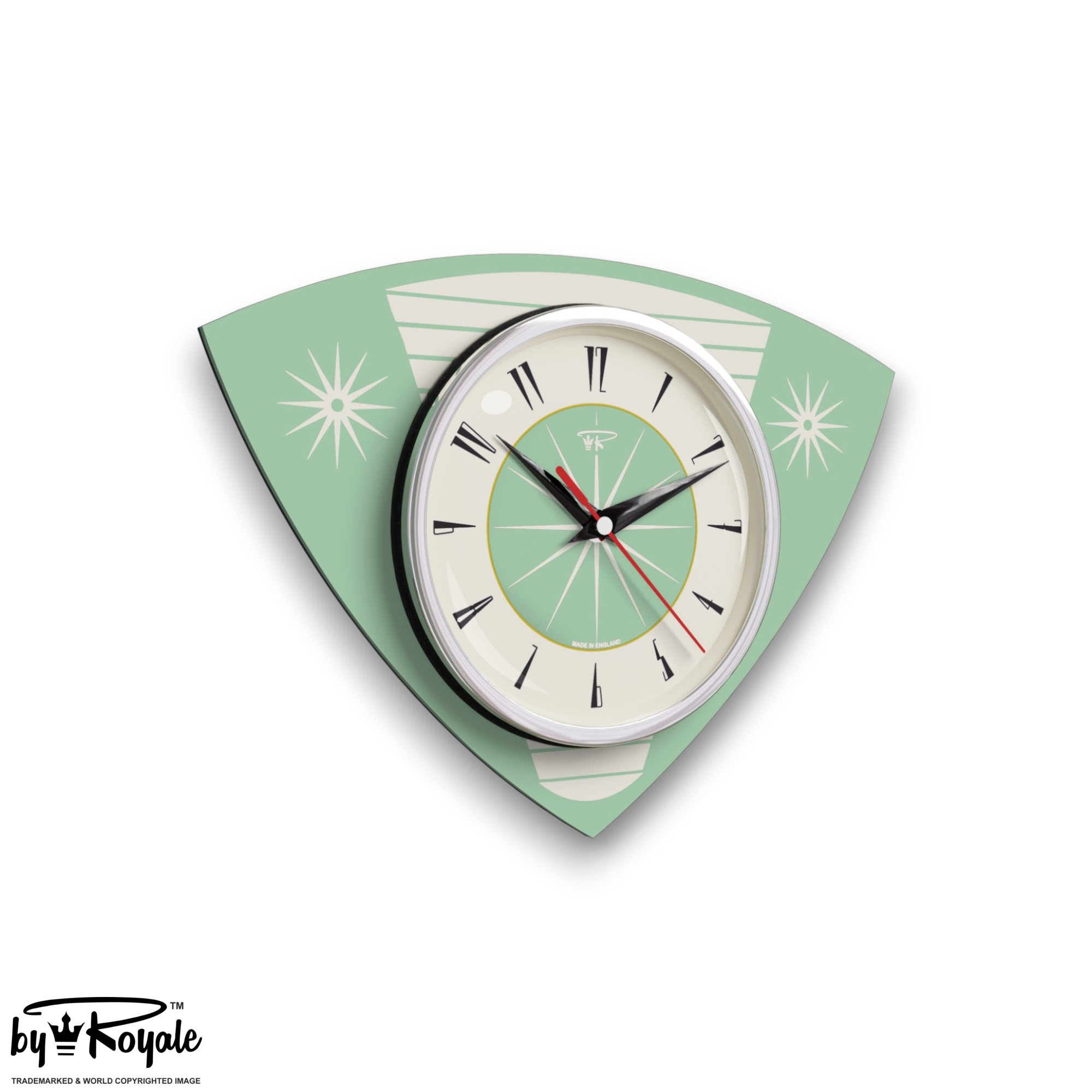 Mid Century Modern Royalexe Laminate Clock By Royale - Mint Green Caravan gallery image