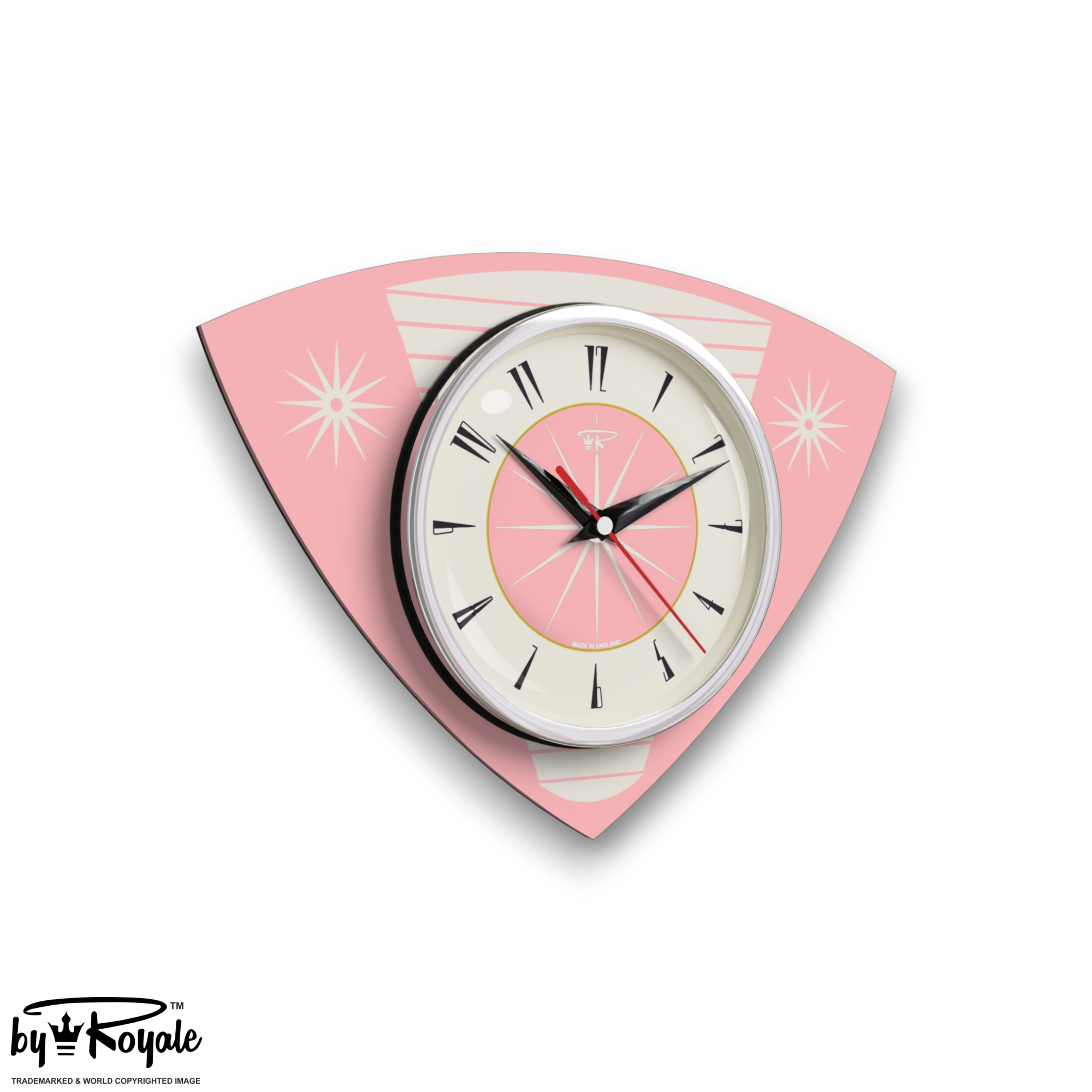 Mid Century Modern Royalexe Laminate Clock By Royale - Pink Caravan gallery image