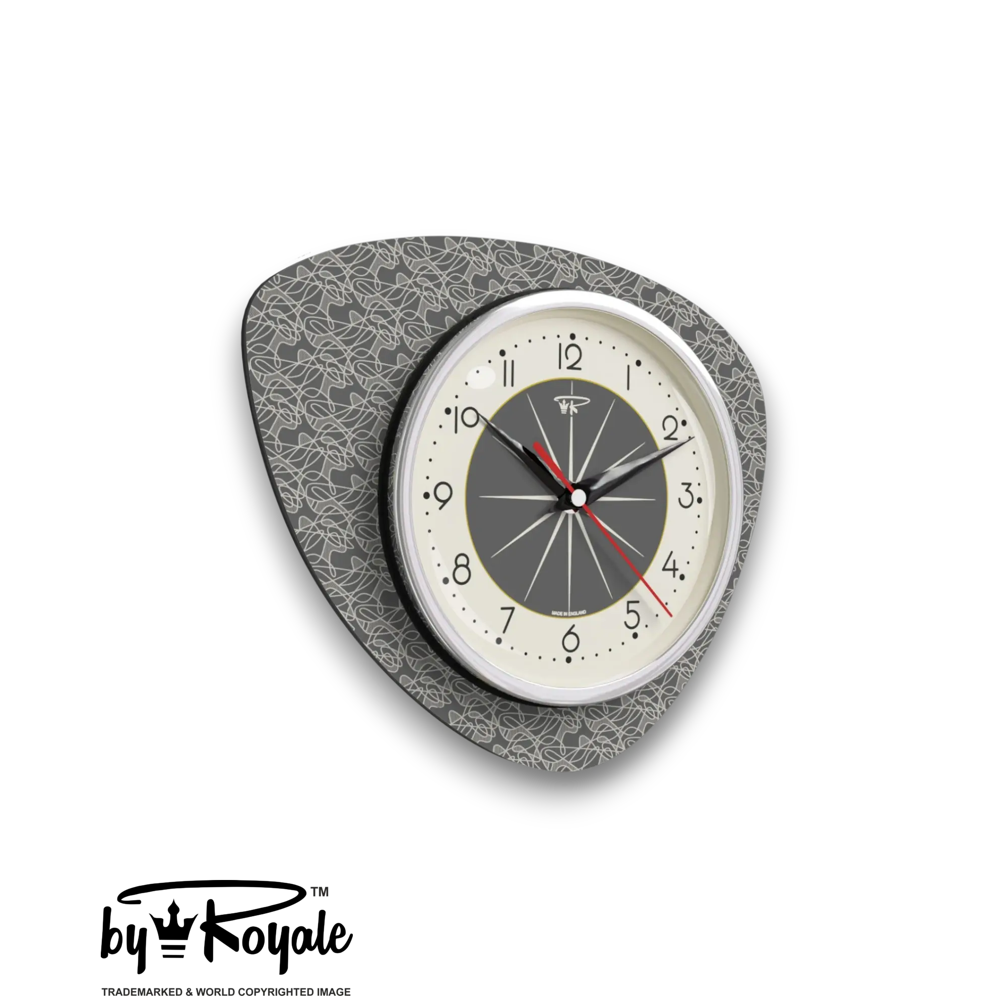 Mid Century Modern Royalexe Laminate Clock By Royale - Pebble in Dark Grey gallery image