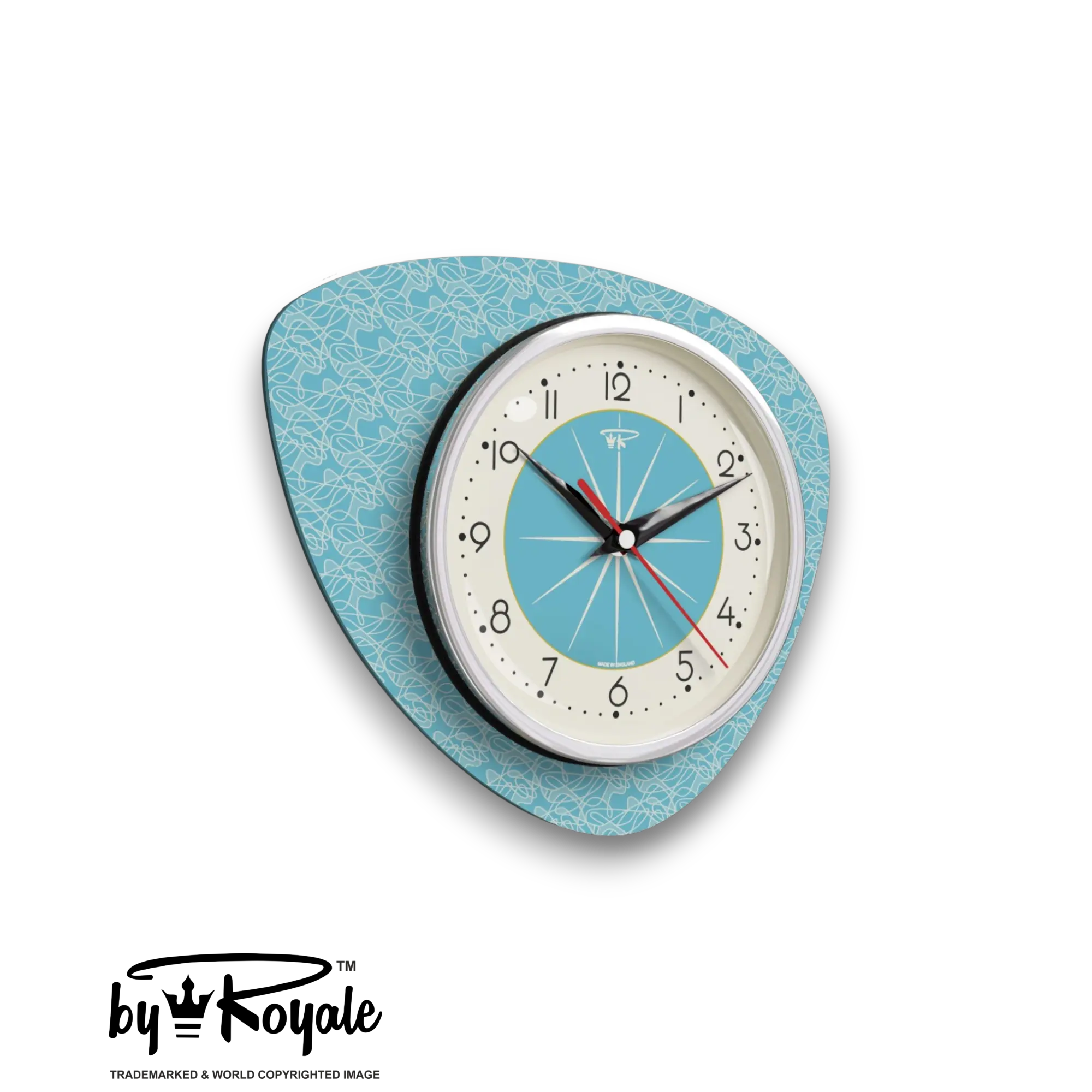 Mid Century Modern Royalexe Laminate Clock By Royale - Pebble in Smeg Blue gallery image