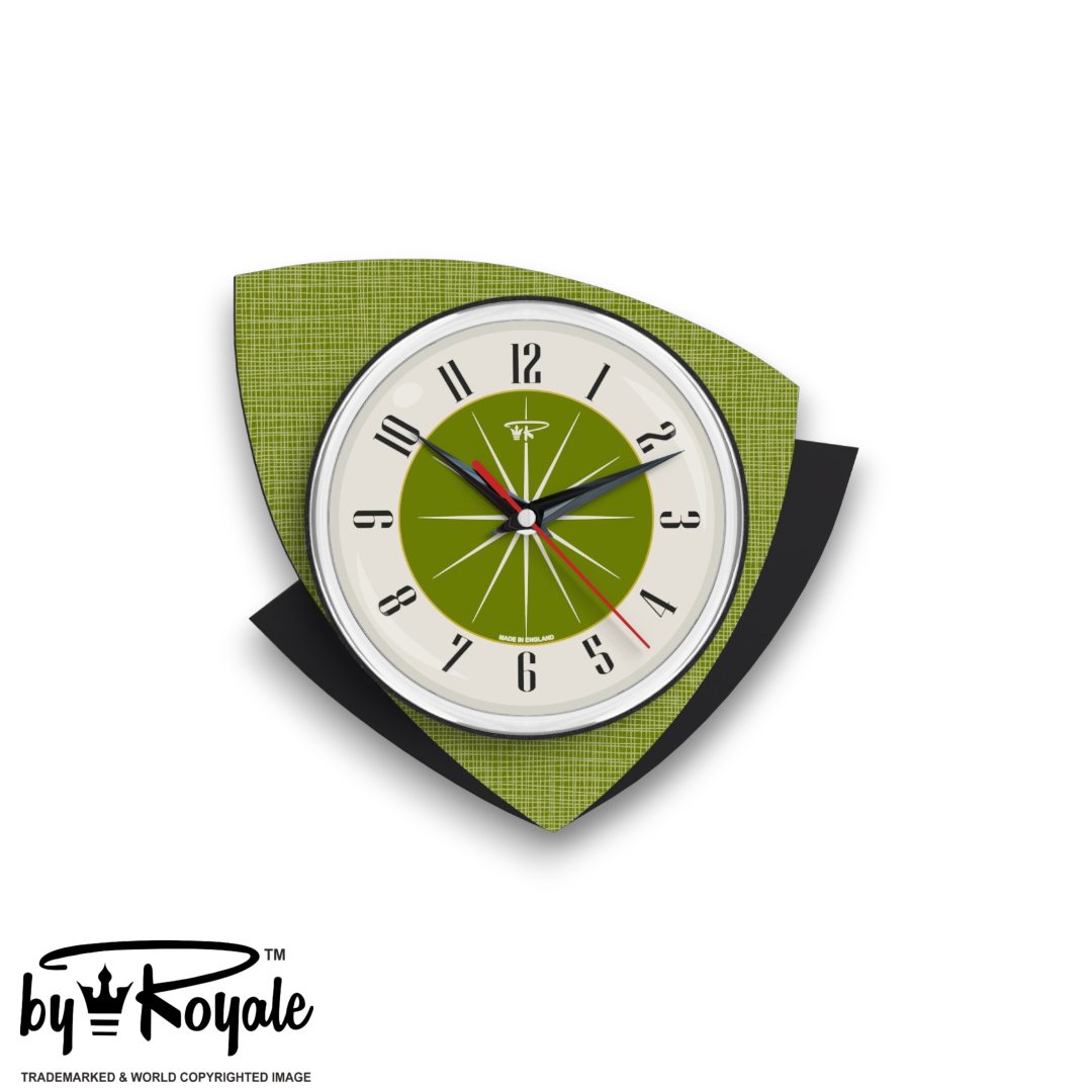 Mid Century Modern Royalexe Laminate Clock By Royale - Tiptop Avocado
