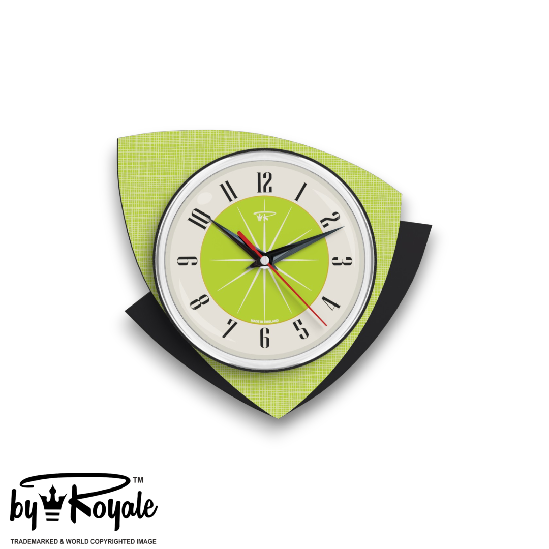 Mid Century Modern Royalexe Laminate Clock By Royale - Tiptop Chartreuse