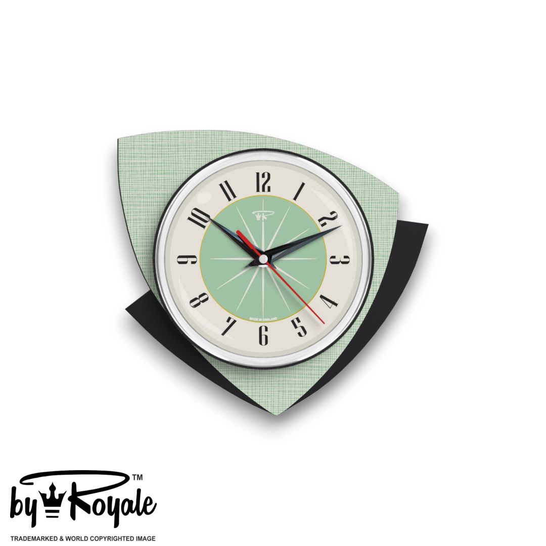 Mid Century Modern Royalexe Laminate Clock By Royale - Tiptop Mint Green