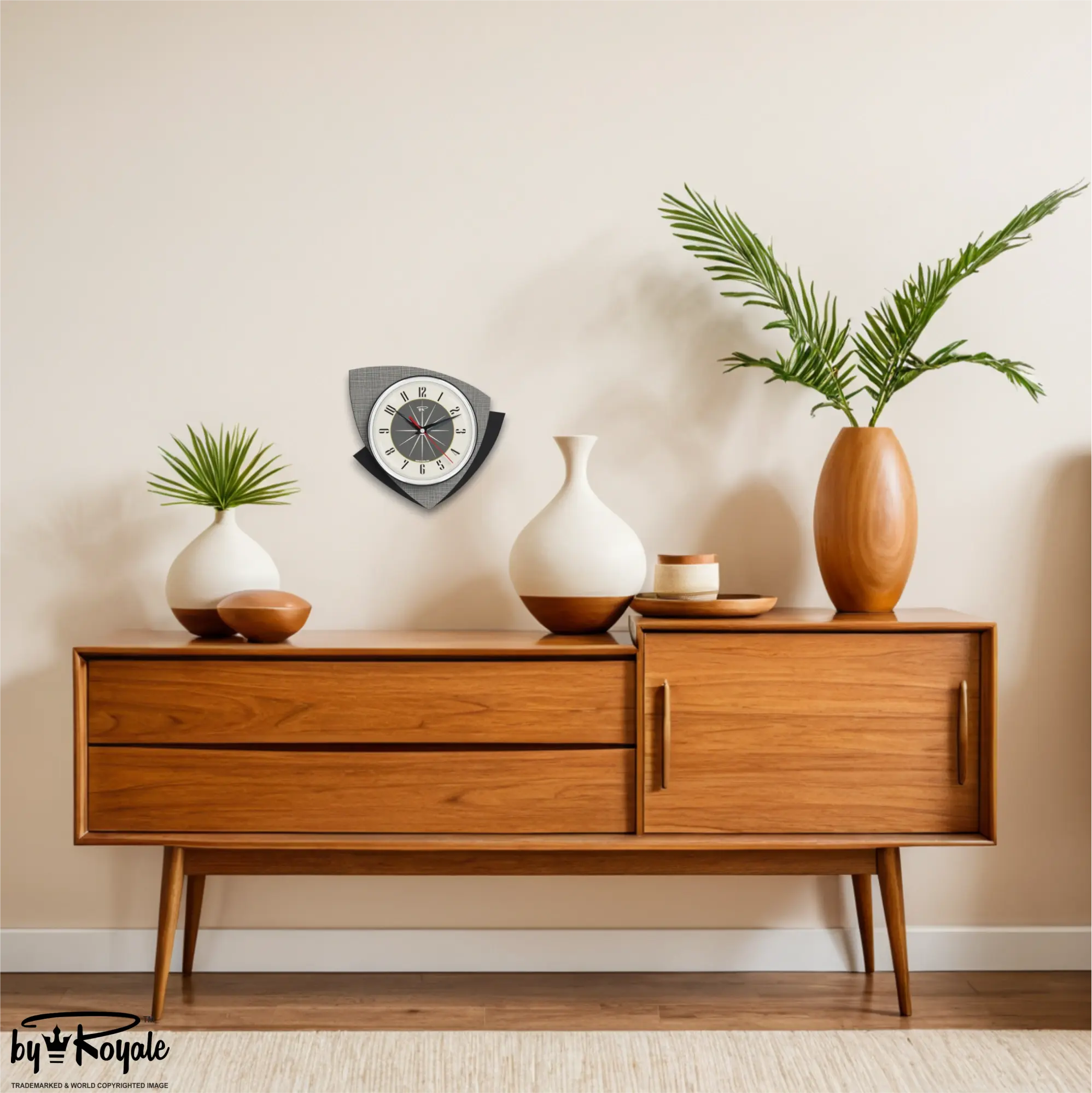 Mid Century Modern Royalexe Laminate Clock By Royale - Tiptop Dark Grey