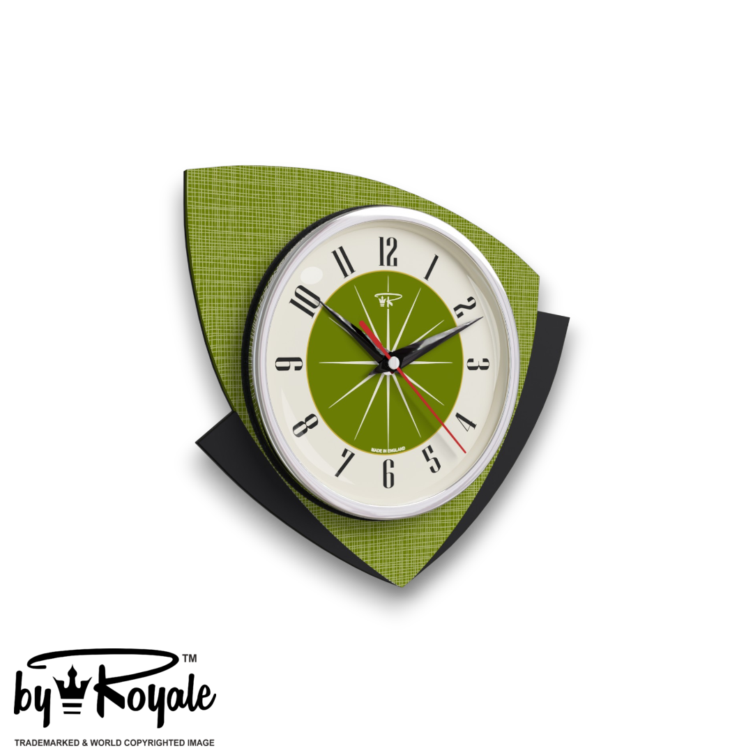 Mid Century Modern Royalexe Laminate Clock By Royale - Tiptop Avocado gallery image
