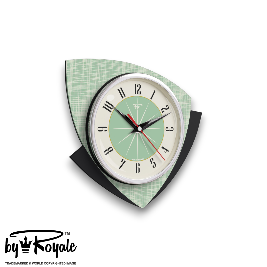 Mid Century Modern Royalexe Laminate Clock By Royale - Tiptop Mint Green gallery image