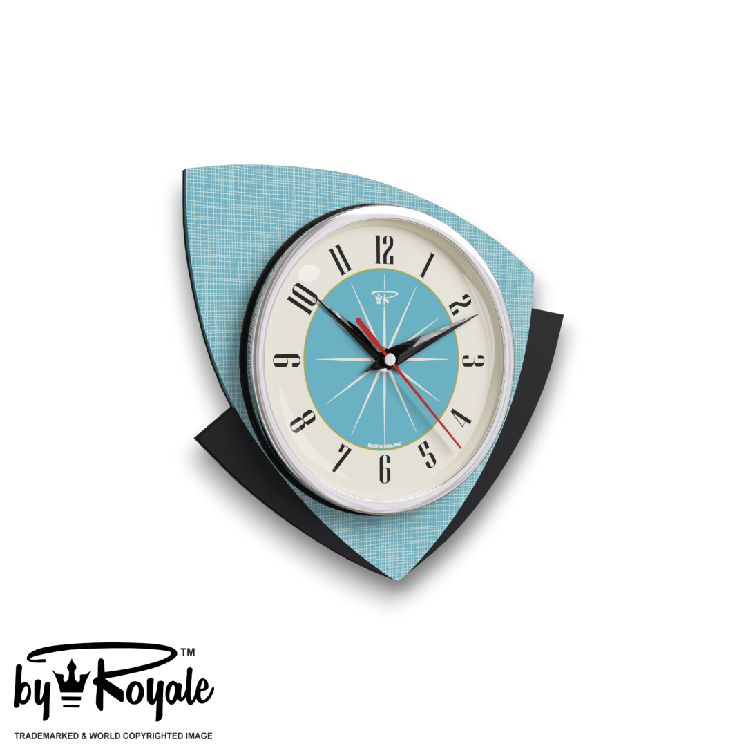 Mid Century Modern Royalexe Laminate Clock By Royale - Tiptop Smeg Blue gallery image