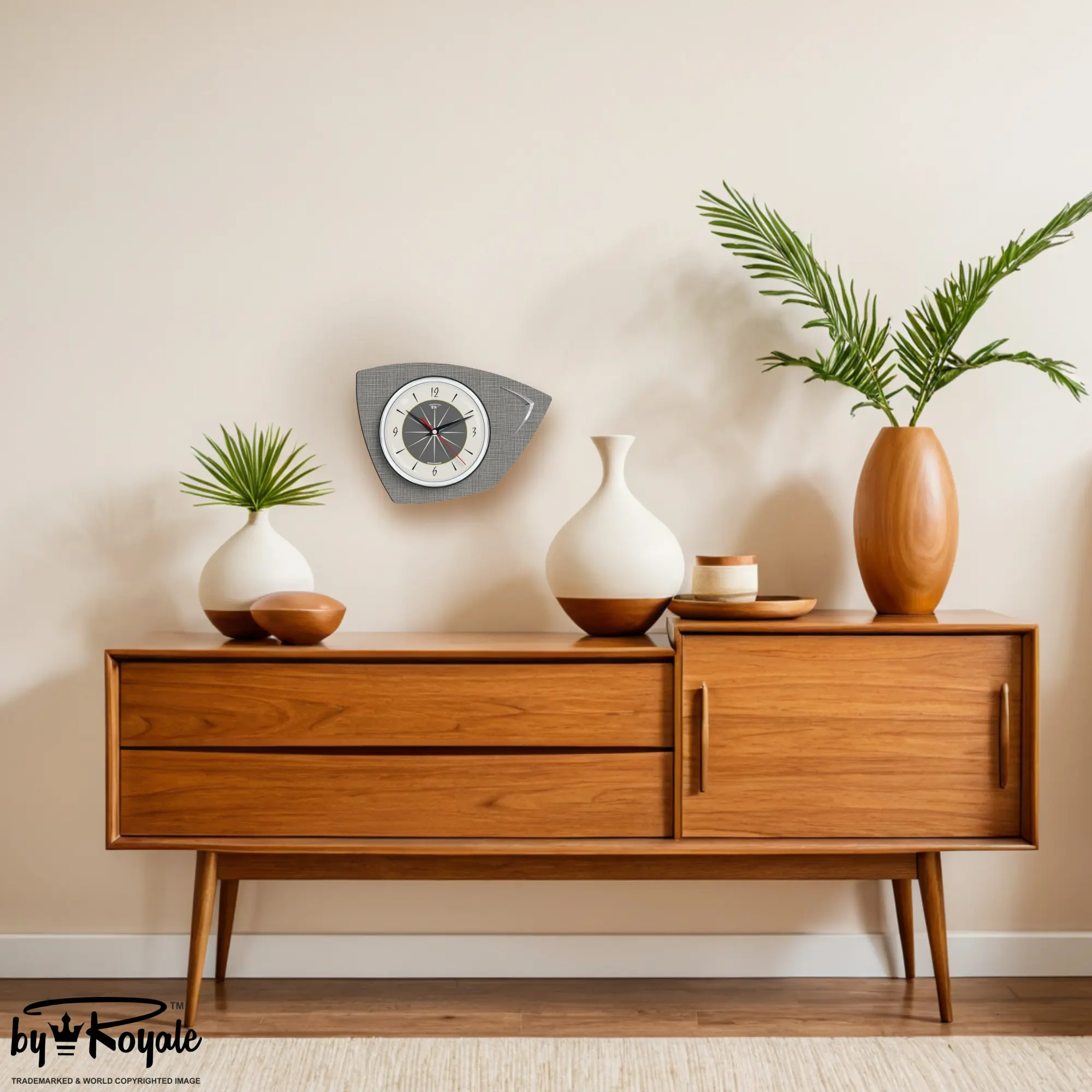 Mid Century Modern Royalexe Laminate Clock By Royale - Eclipse Dark Grey