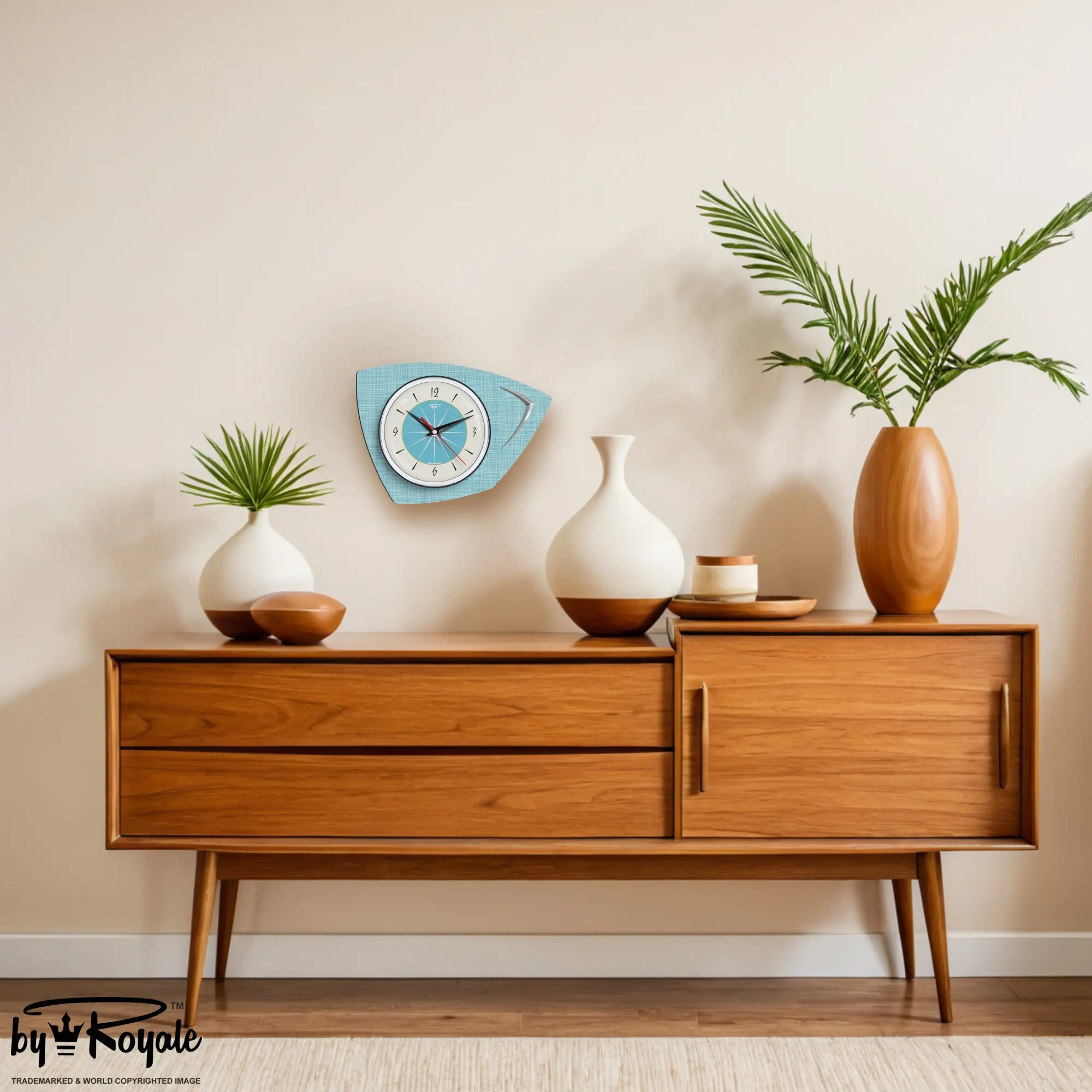 Mid Century Modern Royalexe Laminate Clock By Royale - Eclipse Smeg Blue