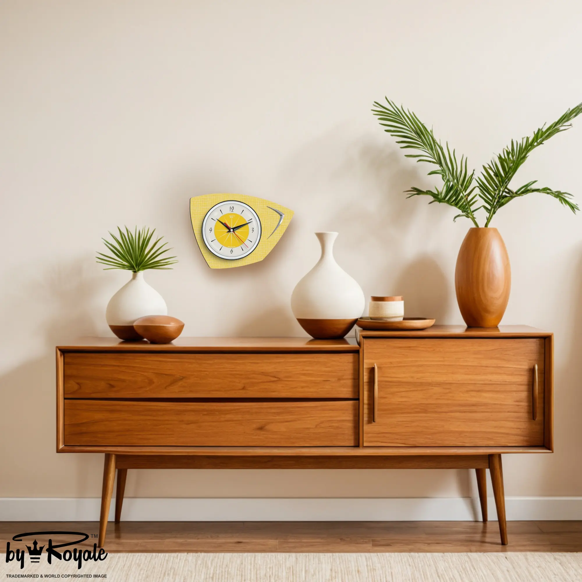 Mid Century Modern Royalexe Laminate Clock By Royale - Eclipse Yellow