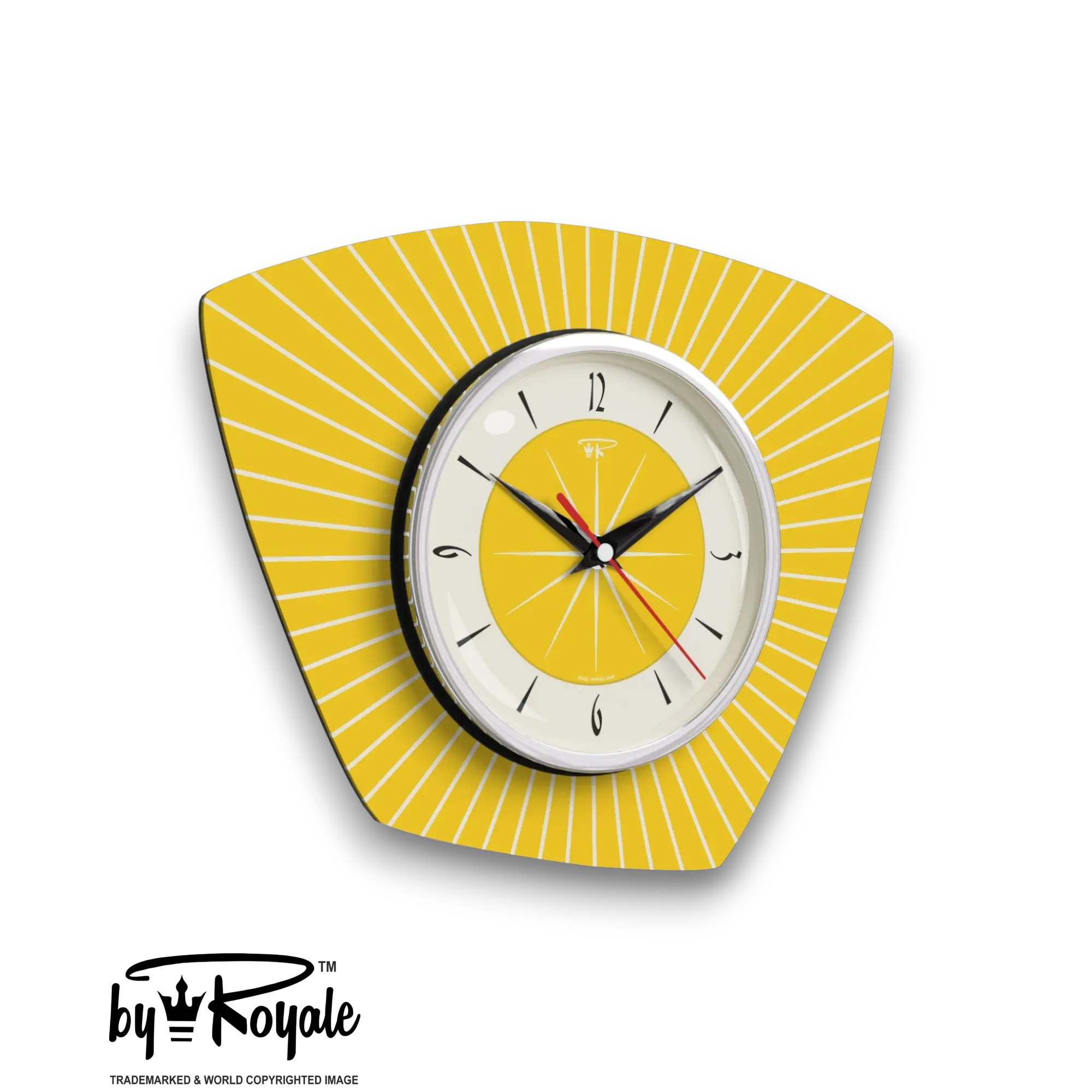 Mid Century Modern Royalexe Laminate Clock By Royale - Asymmetric in Yellow gallery image