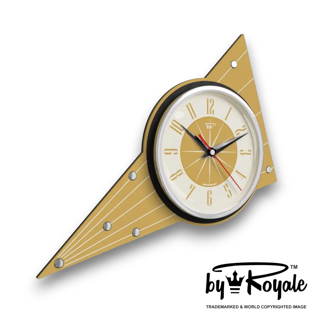 Mid Century Modern Royalexe Laminate Clock By Royale - Aurora in Burnt Gold gallery image