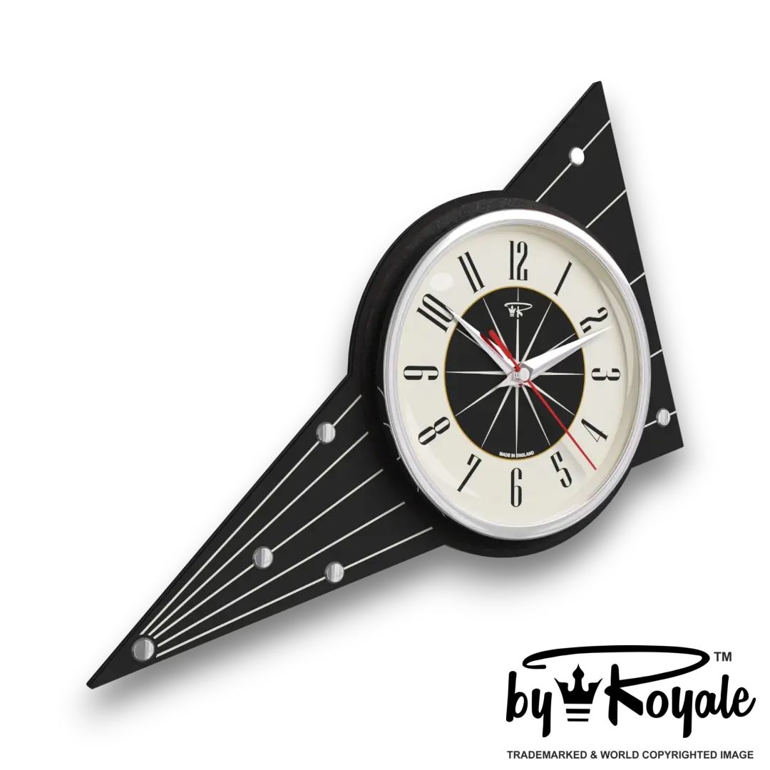 Mid Century Modern Royalexe Laminate Clock By Royale - Aurora in Jet Black gallery image