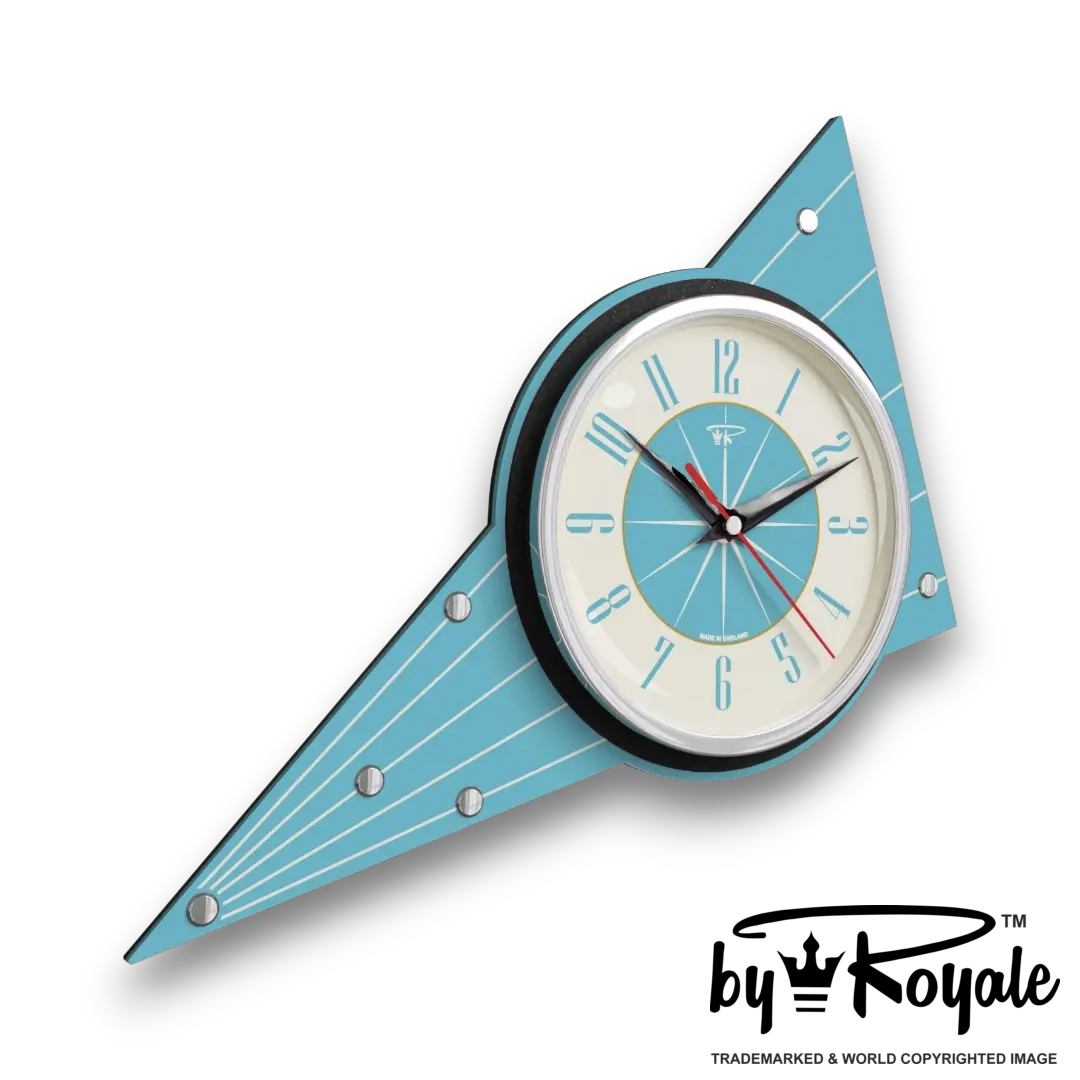 Mid Century Modern Royalexe Laminate Clock By Royale - Aurora in Smeg Blue gallery image