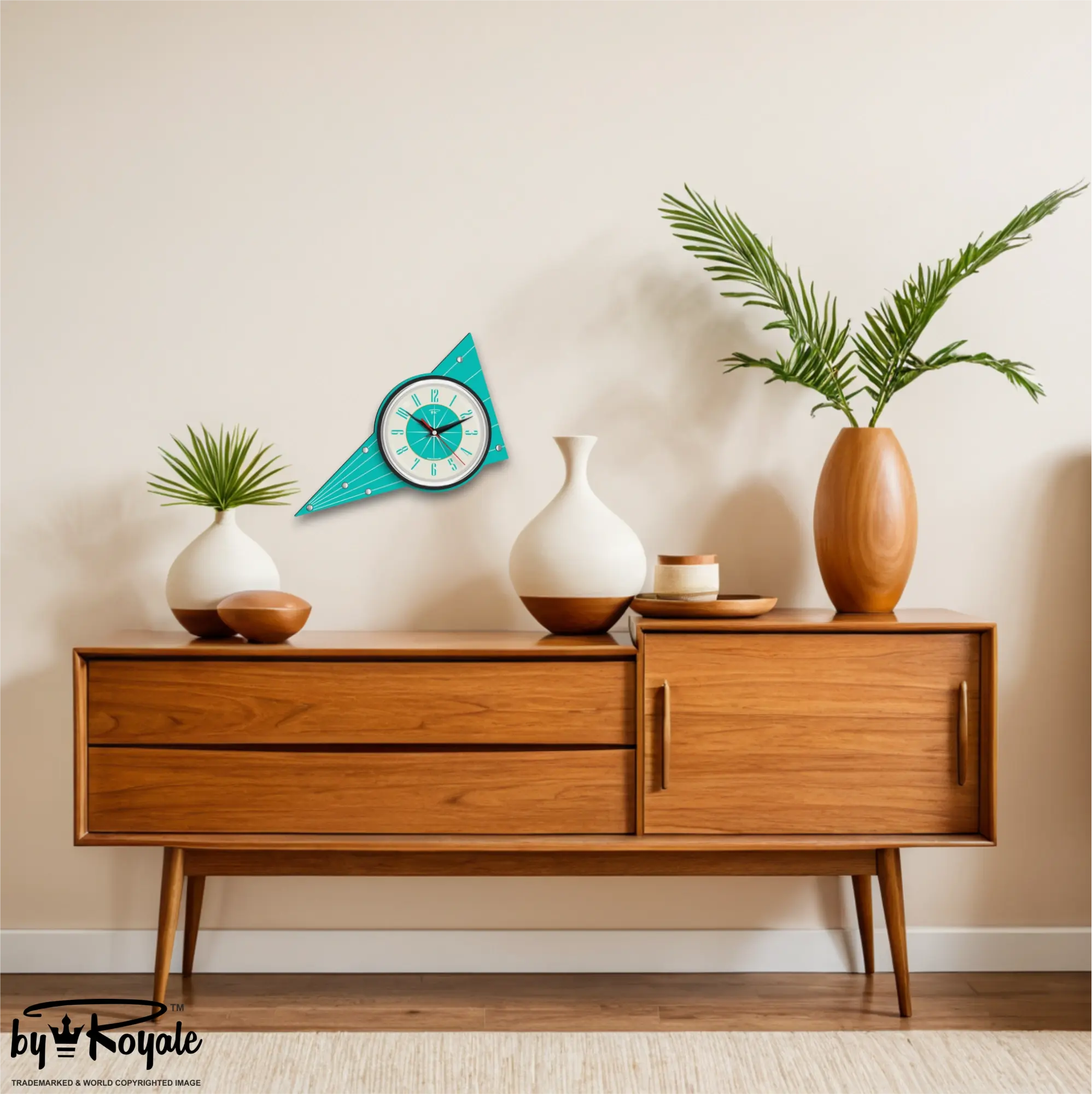 Mid Century Modern Royalexe Laminate Clock By Royale - Aurora in Turquoise
