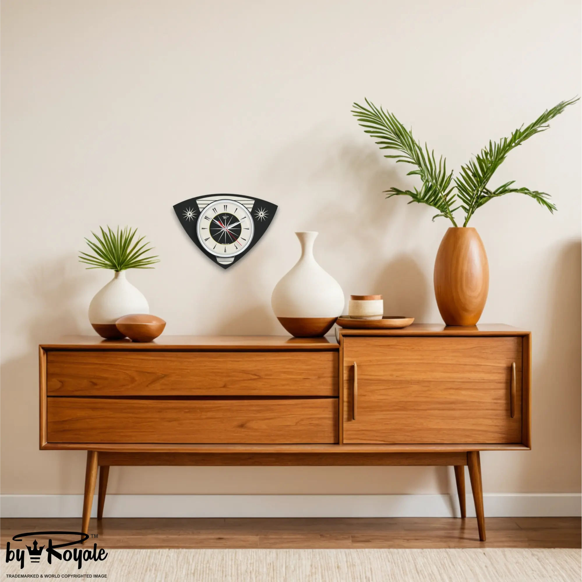 Mid Century Modern Royalexe Laminate Clock By Royale - Jet Black Caravan