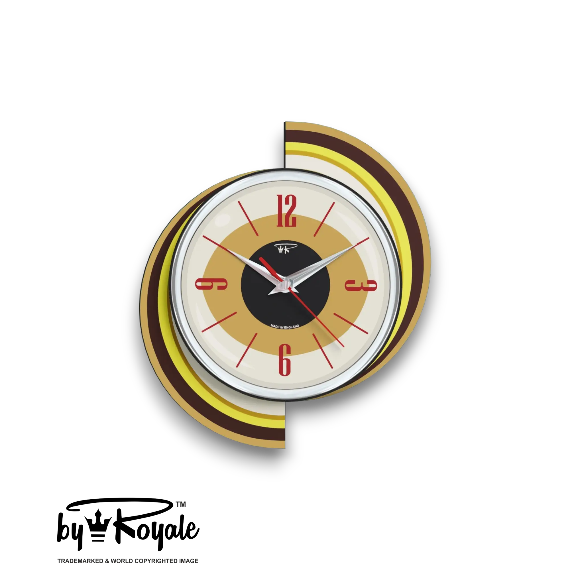 Mid Century Modern Royalexe Laminate Clock By Royale - Meteor Eye in Burnt Gold