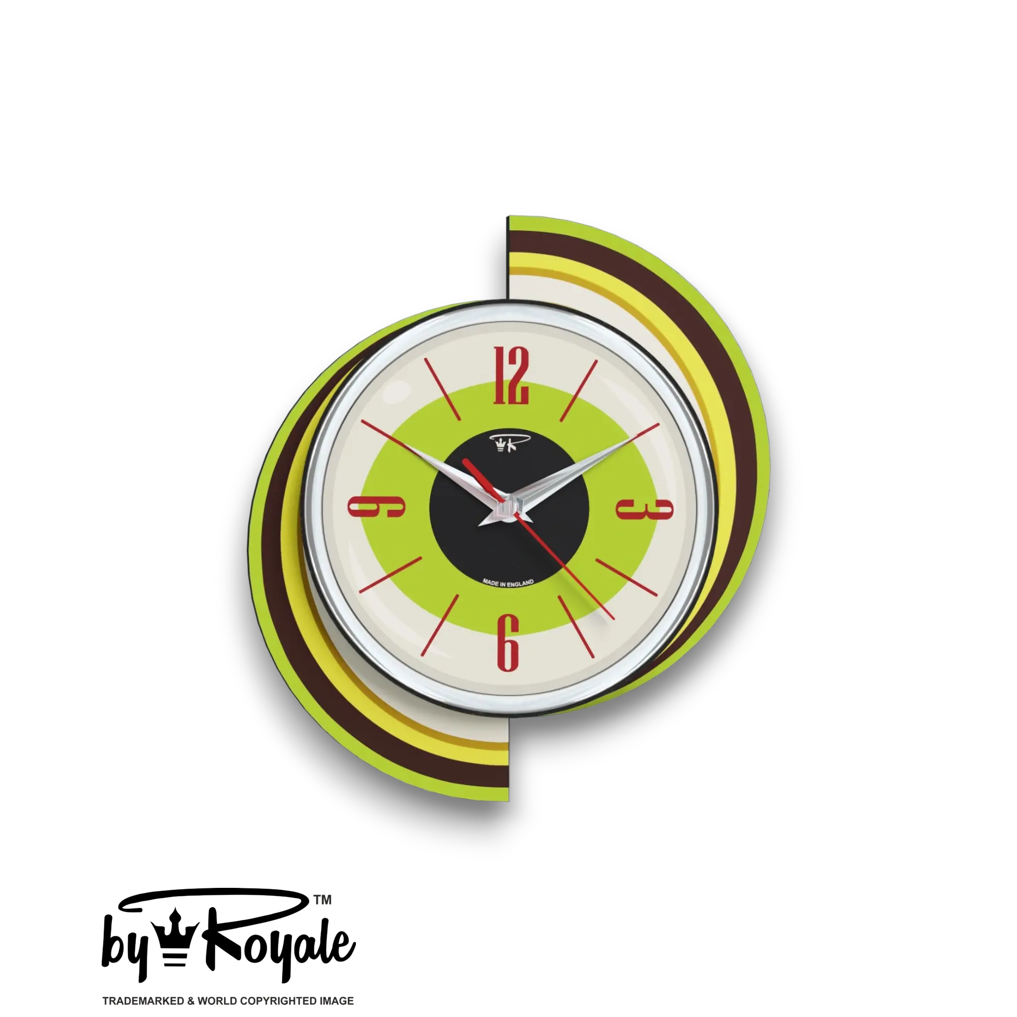 Mid Century Modern Royalexe Laminate Clock By Royale - Meteor Eye in Chartreuse