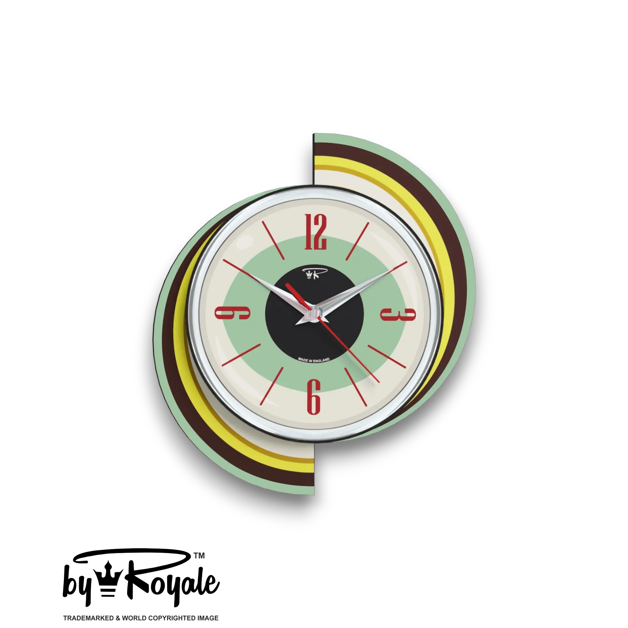 Mid Century Modern Royalexe Laminate Clock By Royale - Meteor Eye in Mint Green