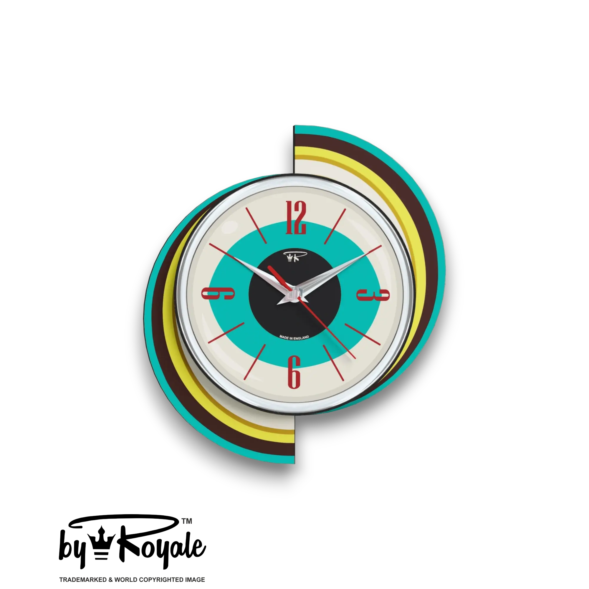 Mid Century Modern Royalexe Laminate Clock By Royale - Meteor Eye in Turquoise