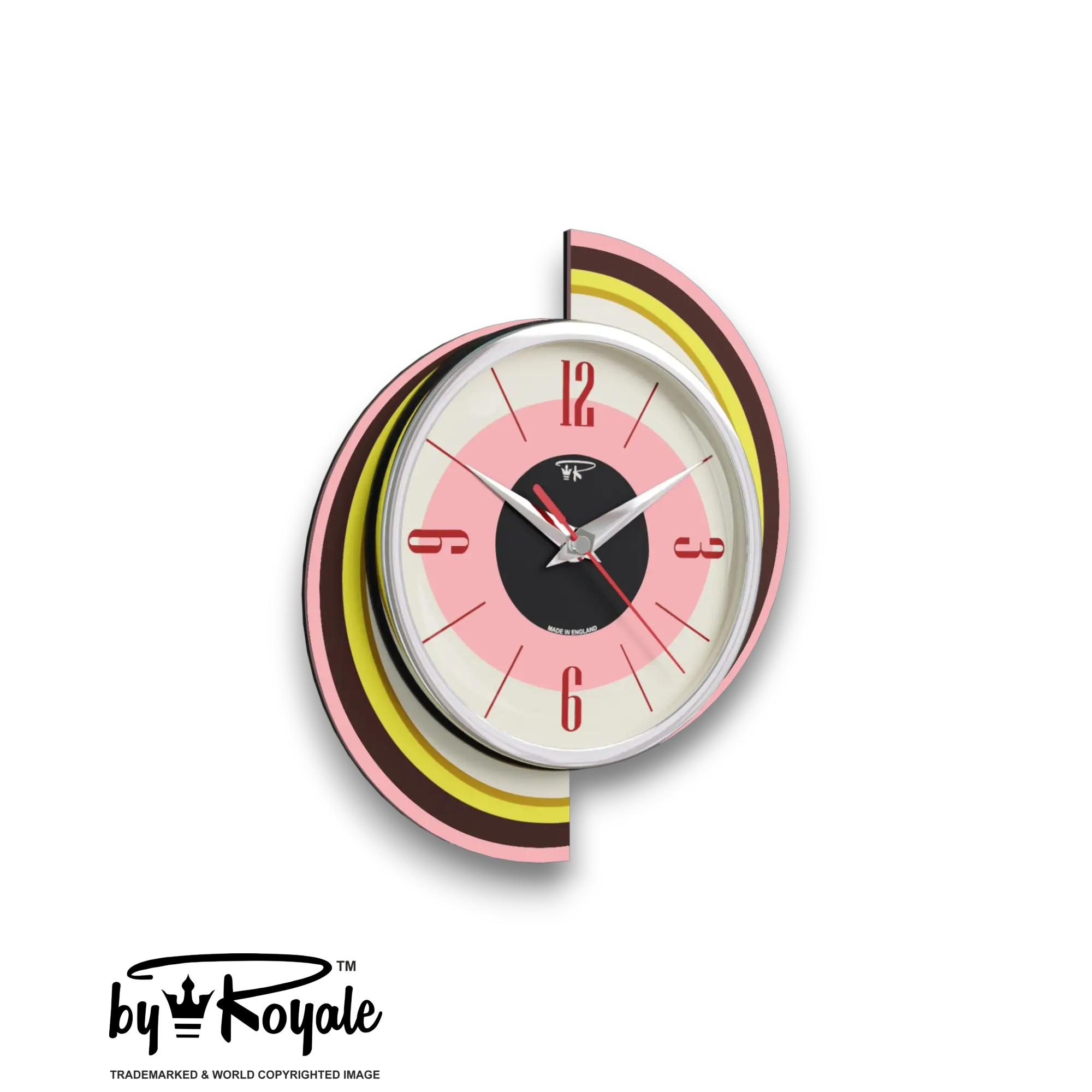 Mid Century Modern Royalexe Laminate Clock By Royale - Meteor Eye in Pink gallery image