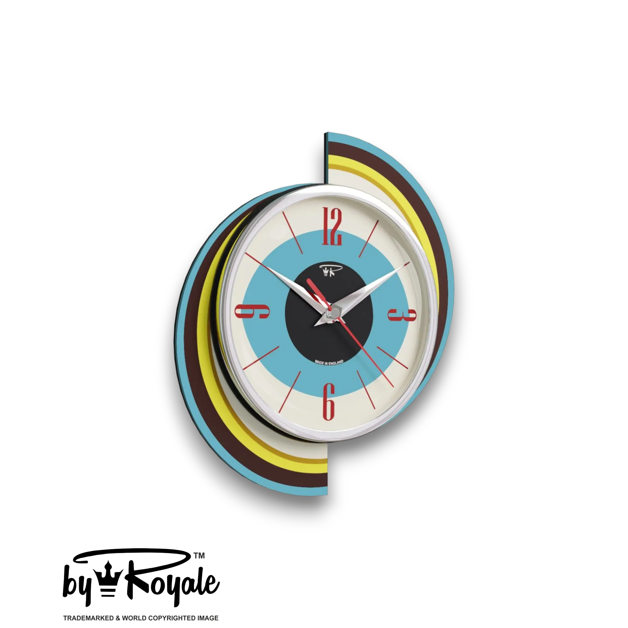 Mid Century Modern Royalexe Laminate Clock By Royale - Meteor Eye in Smeg Blue gallery image