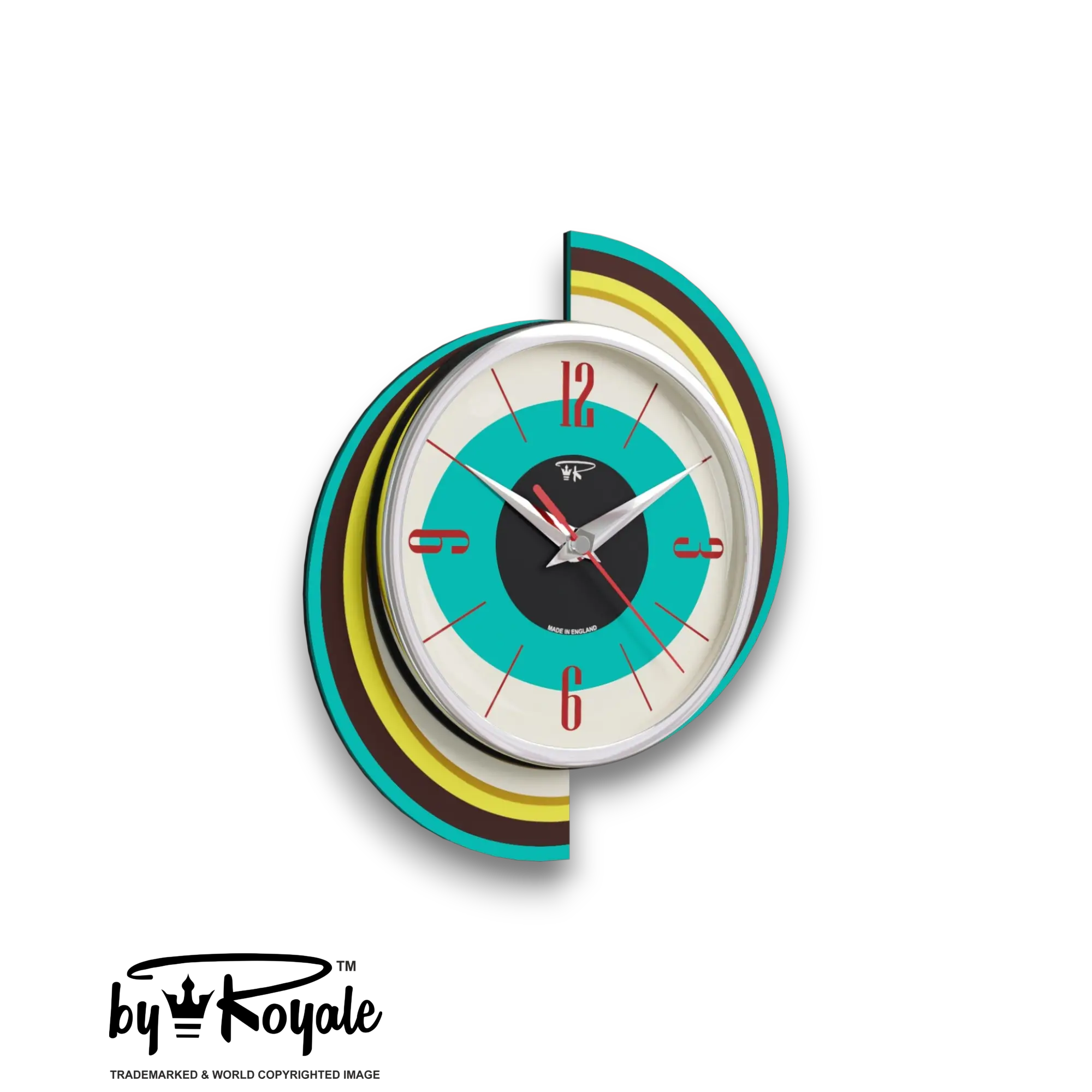 Mid Century Modern Royalexe Laminate Clock By Royale - Meteor Eye in Turquoise gallery image