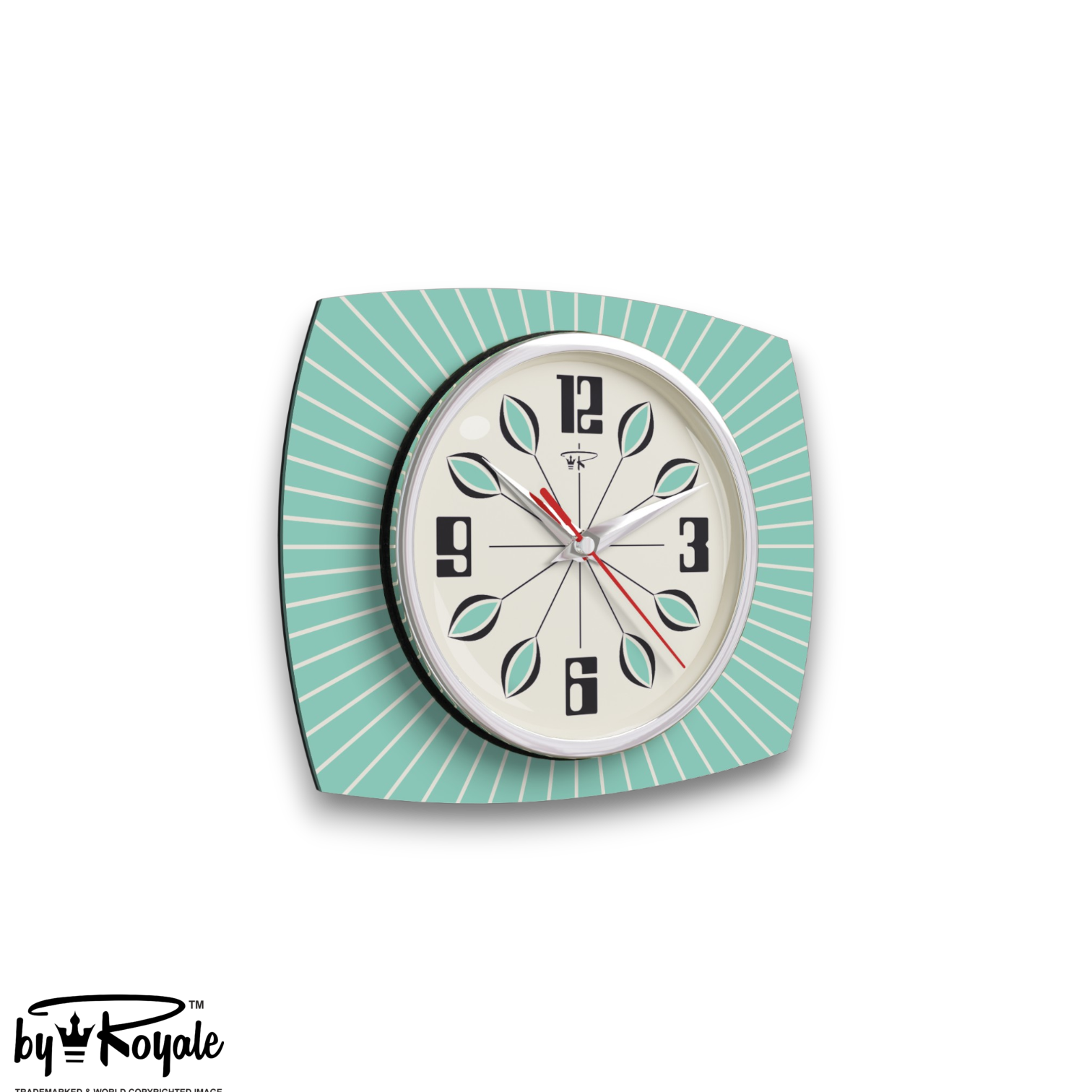 Mid Century Modern Royalexe Laminate Clock By Royale - Petal in Aquastone gallery image