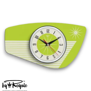 Split Atom Wall Clock By Royale Front Chartreuse