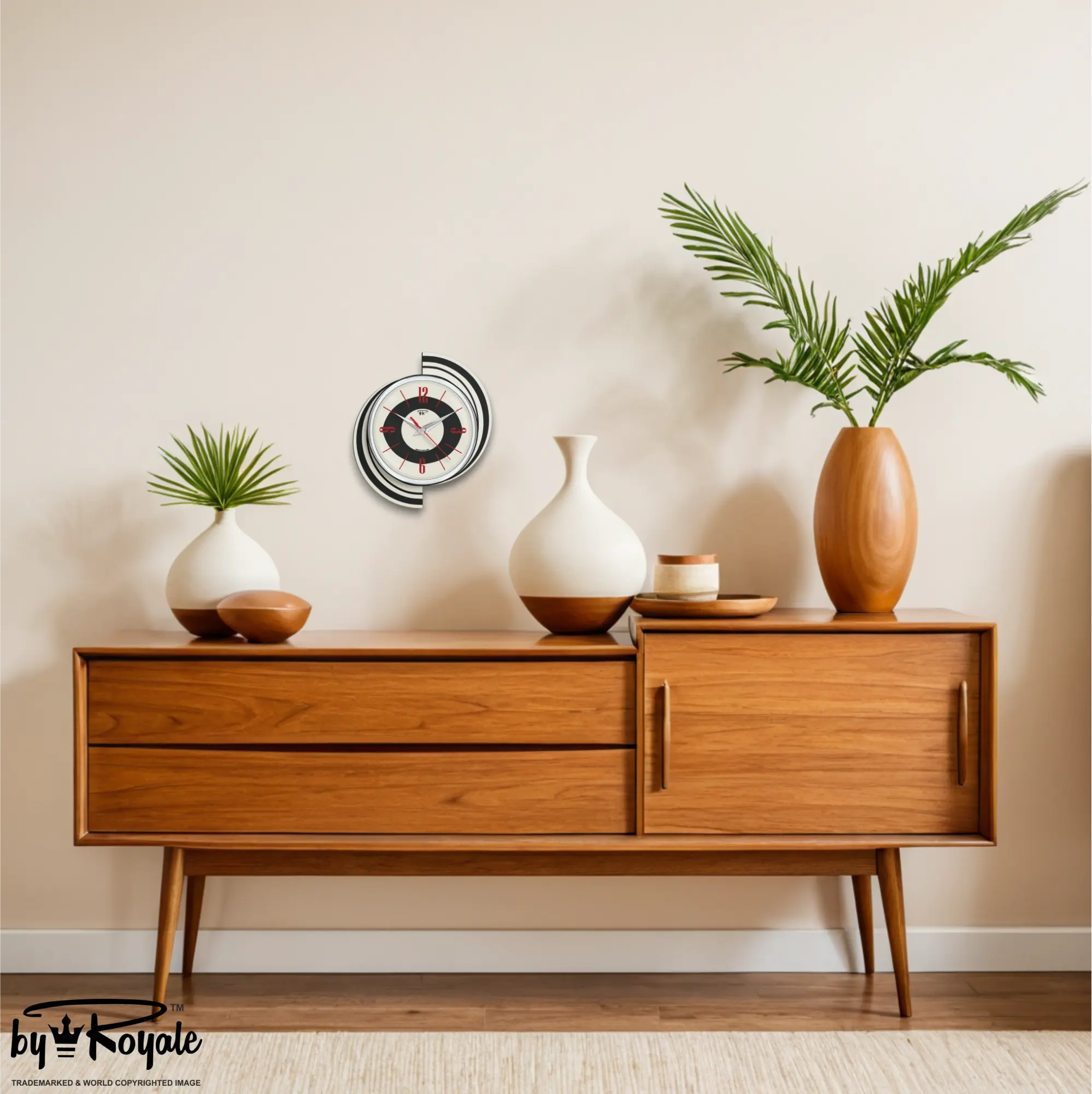 Mid Century Modern Royalexe Laminate Clock By Royale - Meteor Eye in Jet Black