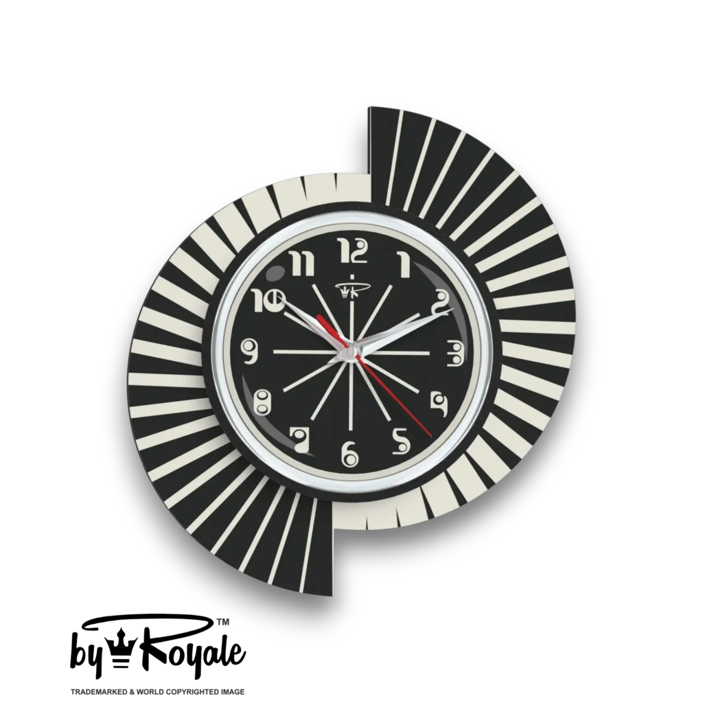 Split Atom Wall Clock By Royale Front Jet Black