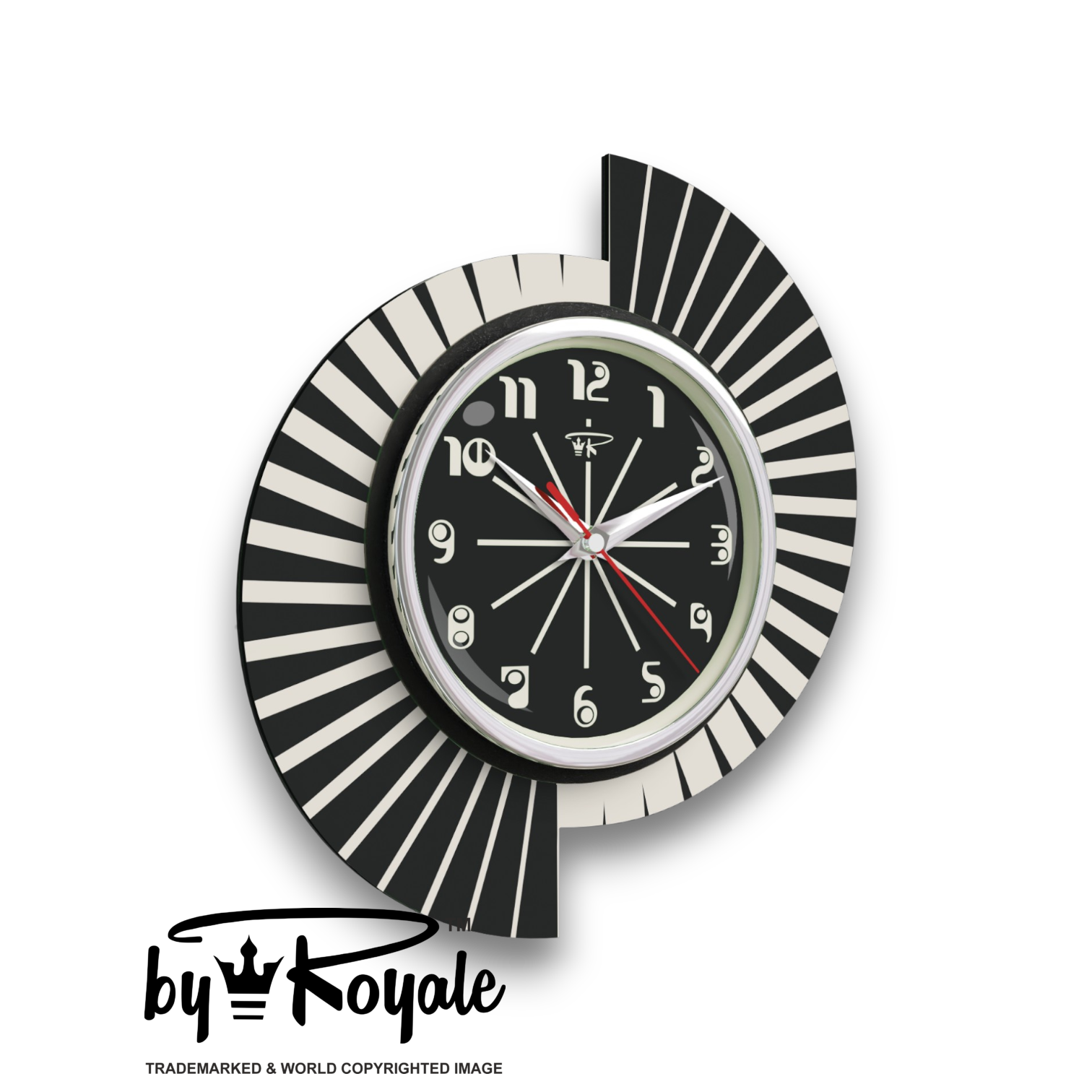 Mid Century Modern Royalexe Laminate Clock By Royale - Split Atom in Jet Black gallery image