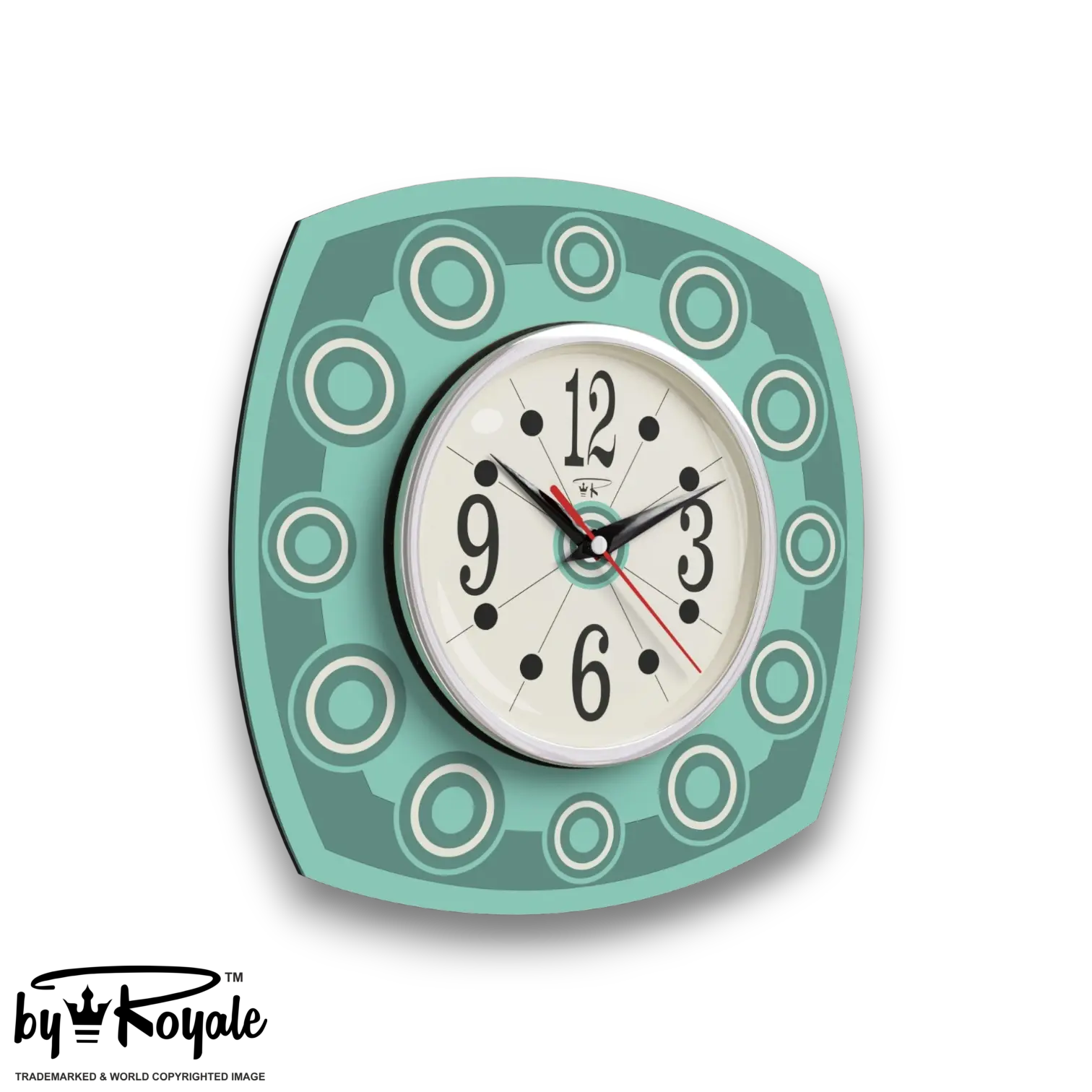 Mid Century Modern Royalexe Laminate Clock By Royale - Astro in Aquastone gallery image