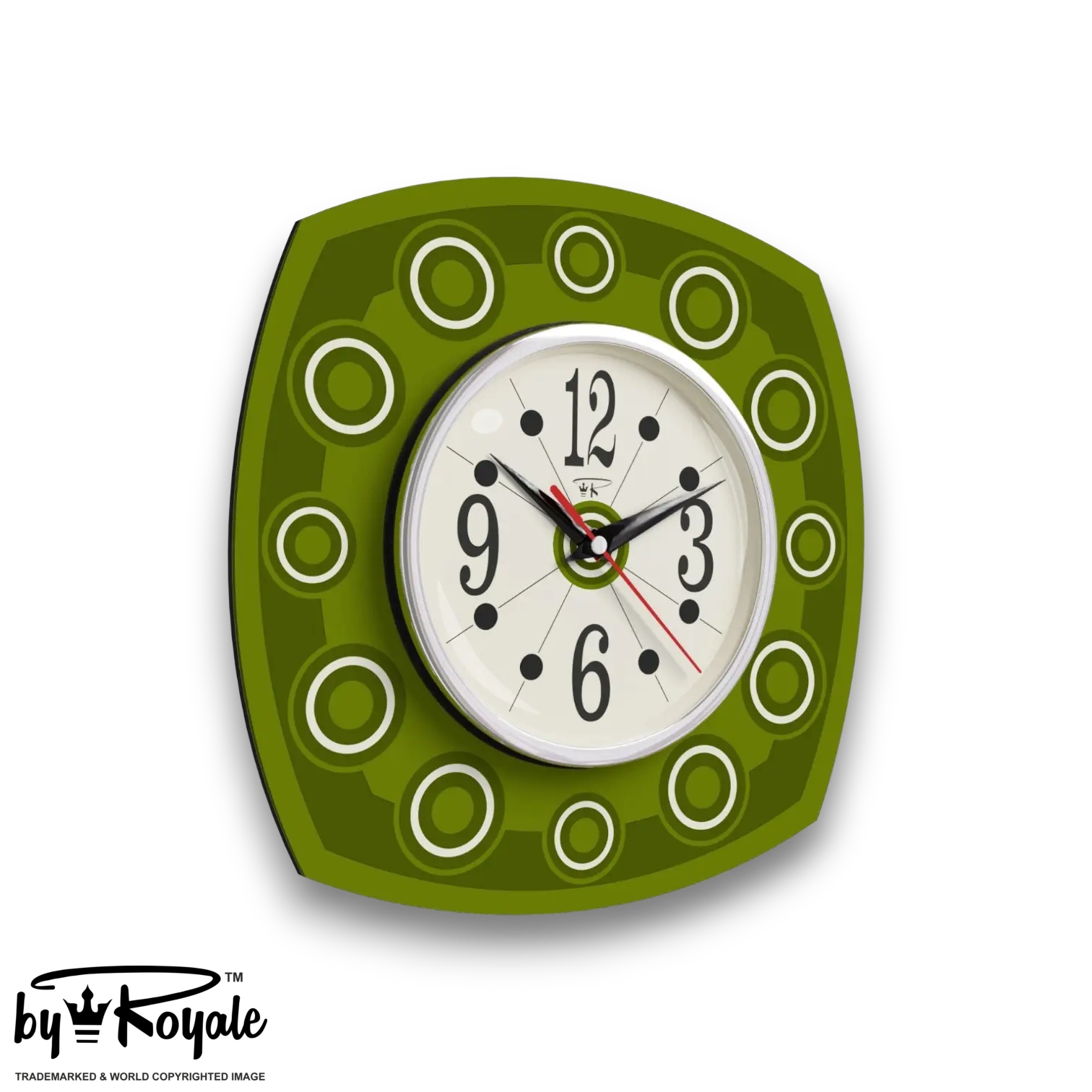 Mid Century Modern Royalexe Laminate Clock By Royale - Astro in Avocado gallery image