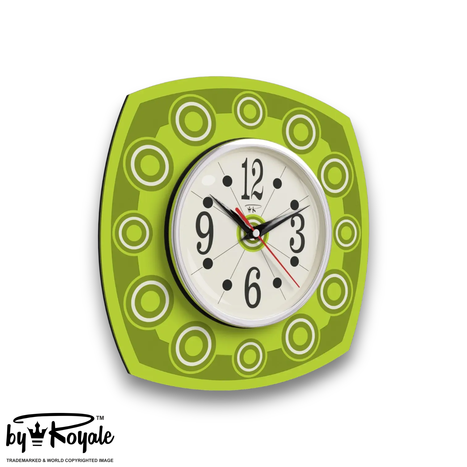 Mid Century Modern Royalexe Laminate Clock By Royale - Astro in Chartreuse gallery image