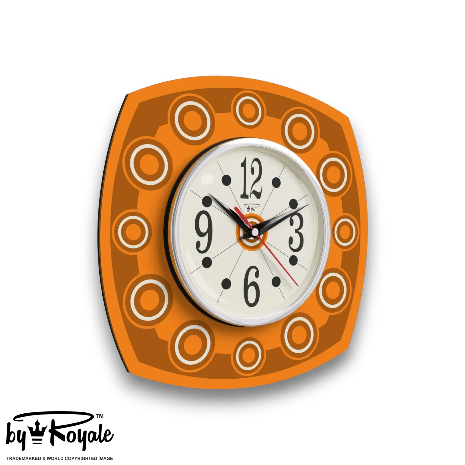 Mid Century Modern Royalexe Laminate Clock By Royale - Astro in Orange gallery image