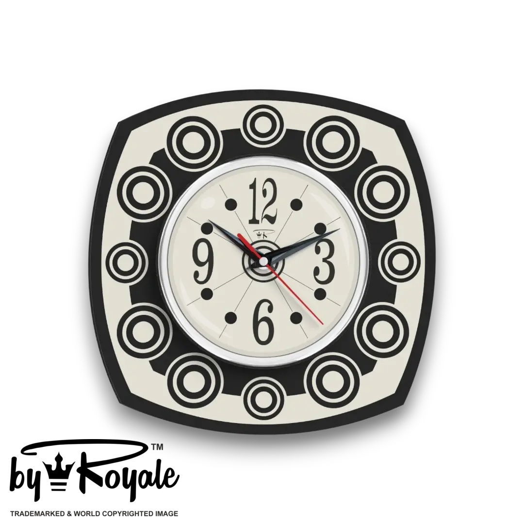 Mid Century Modern Royalexe Laminate Clock By Royale - Astro in Jet Black