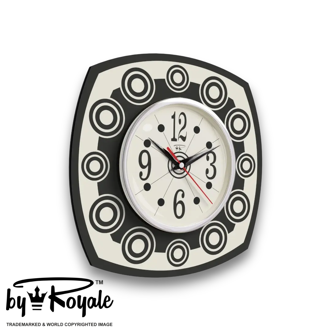 Mid Century Modern Royalexe Laminate Clock By Royale - Astro in Jet Black gallery image