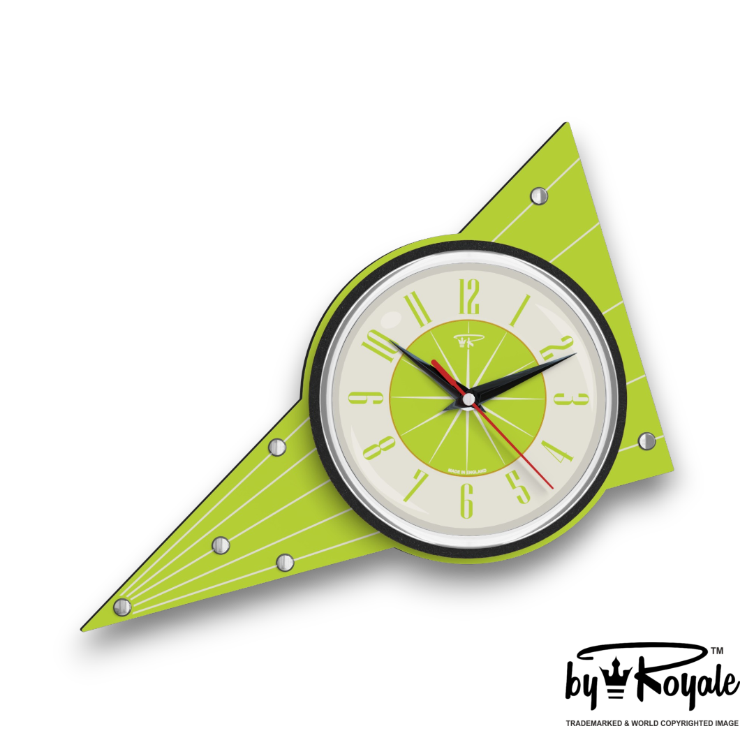 Mid Century Modern Royalexe Laminate Clock By Royale - Aurora in Chartreuse