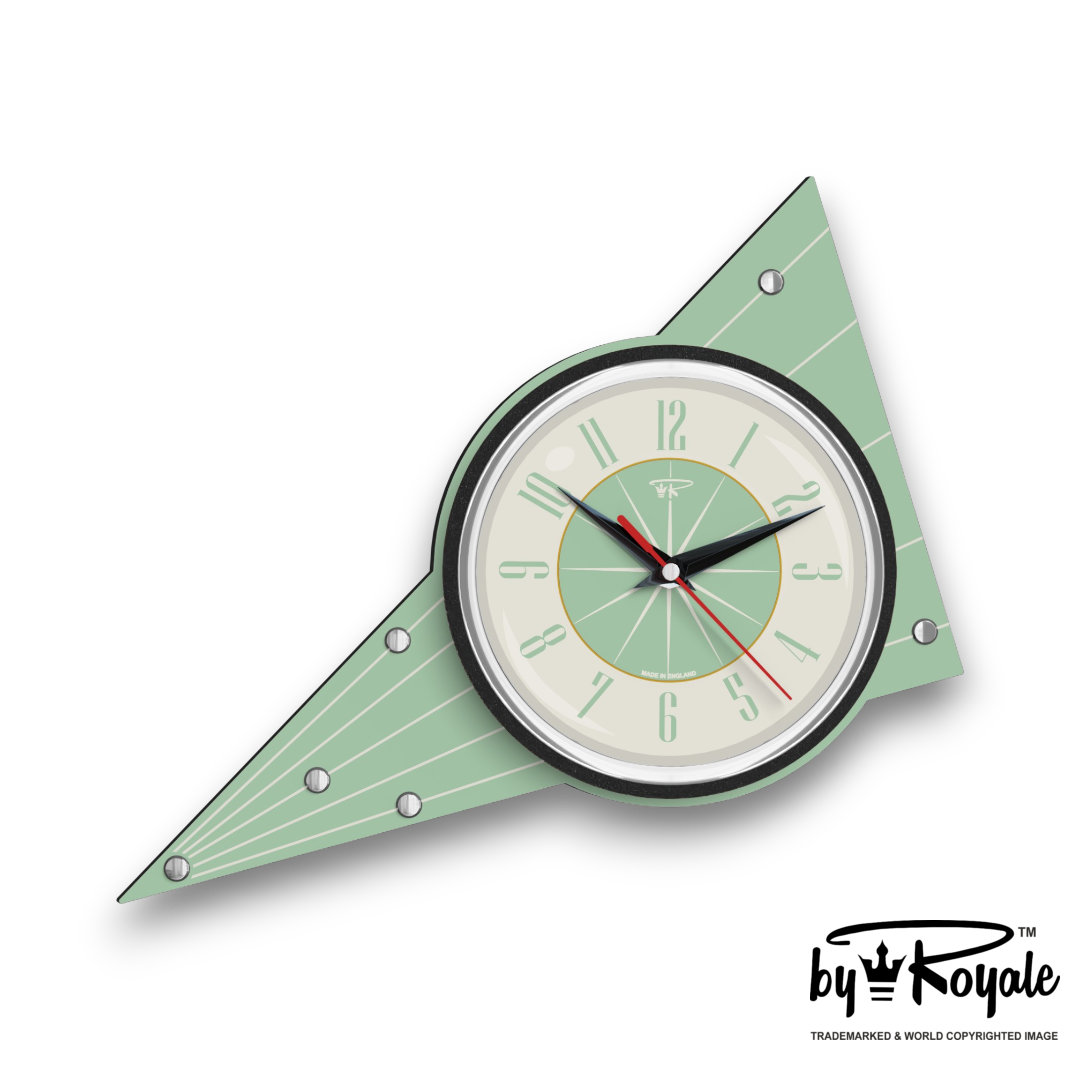 Mid Century Modern Royalexe Laminate Clock By Royale - Aurora in Mint Green