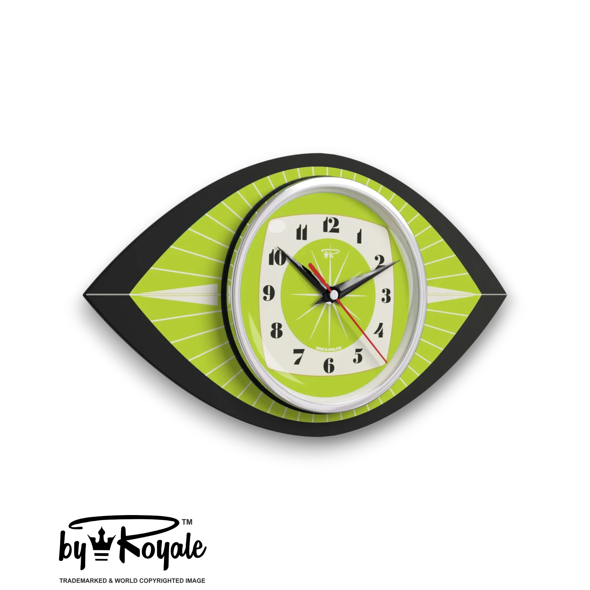 Mid Century Modern Royalexe Laminate Clock By Royale - Celeste Eye in Chartreuse gallery image
