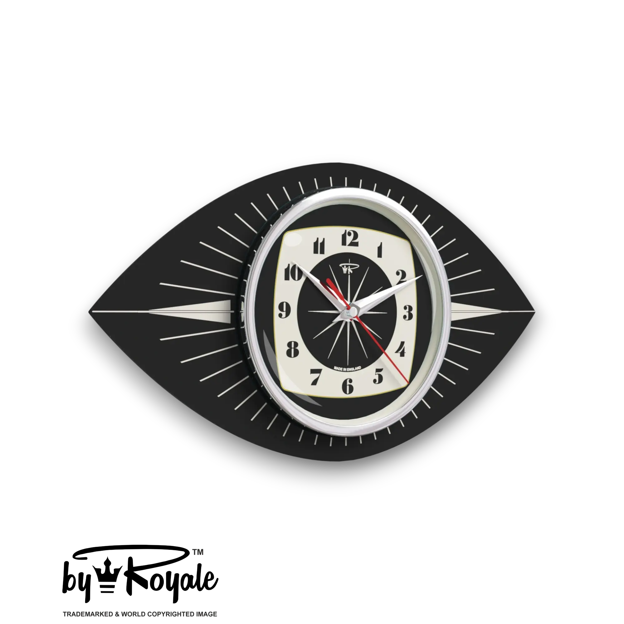 Mid Century Modern Royalexe Laminate Clock By Royale - Celeste Eye in Jet Black gallery image