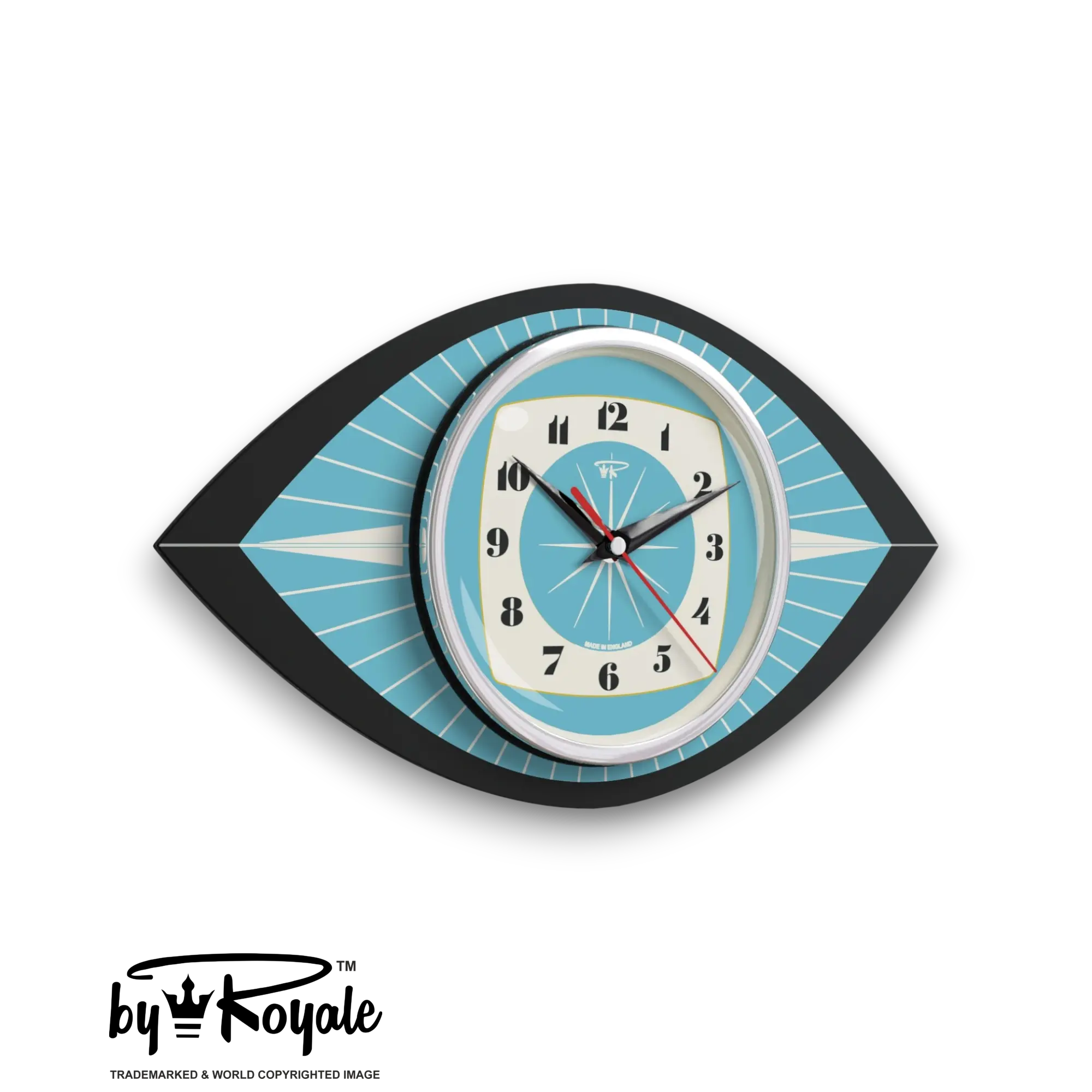 Mid Century Modern Royalexe Laminate Clock By Royale - Celeste Eye in Smeg Blue gallery image