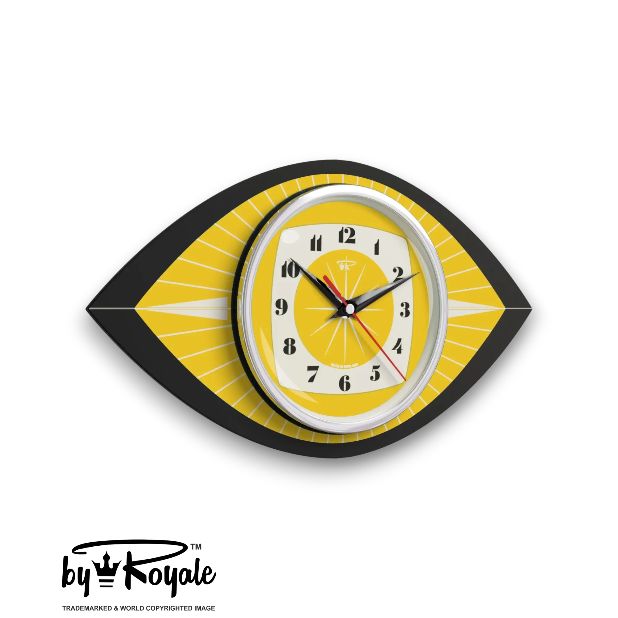 Mid Century Modern Royalexe Laminate Clock By Royale - Celeste Eye in Yellow gallery image