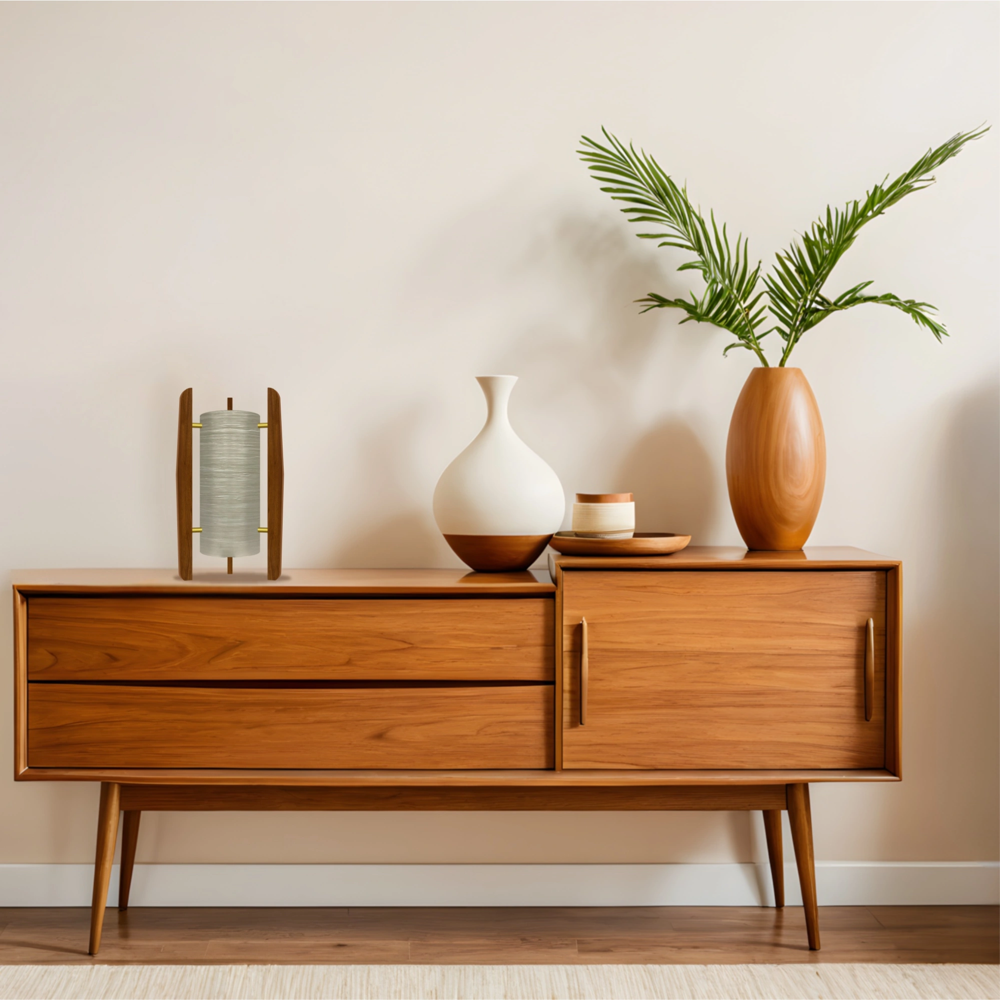 Mid-Century Modern Space Age Rocket Lamp By Royale - The Comet in Stone Beige