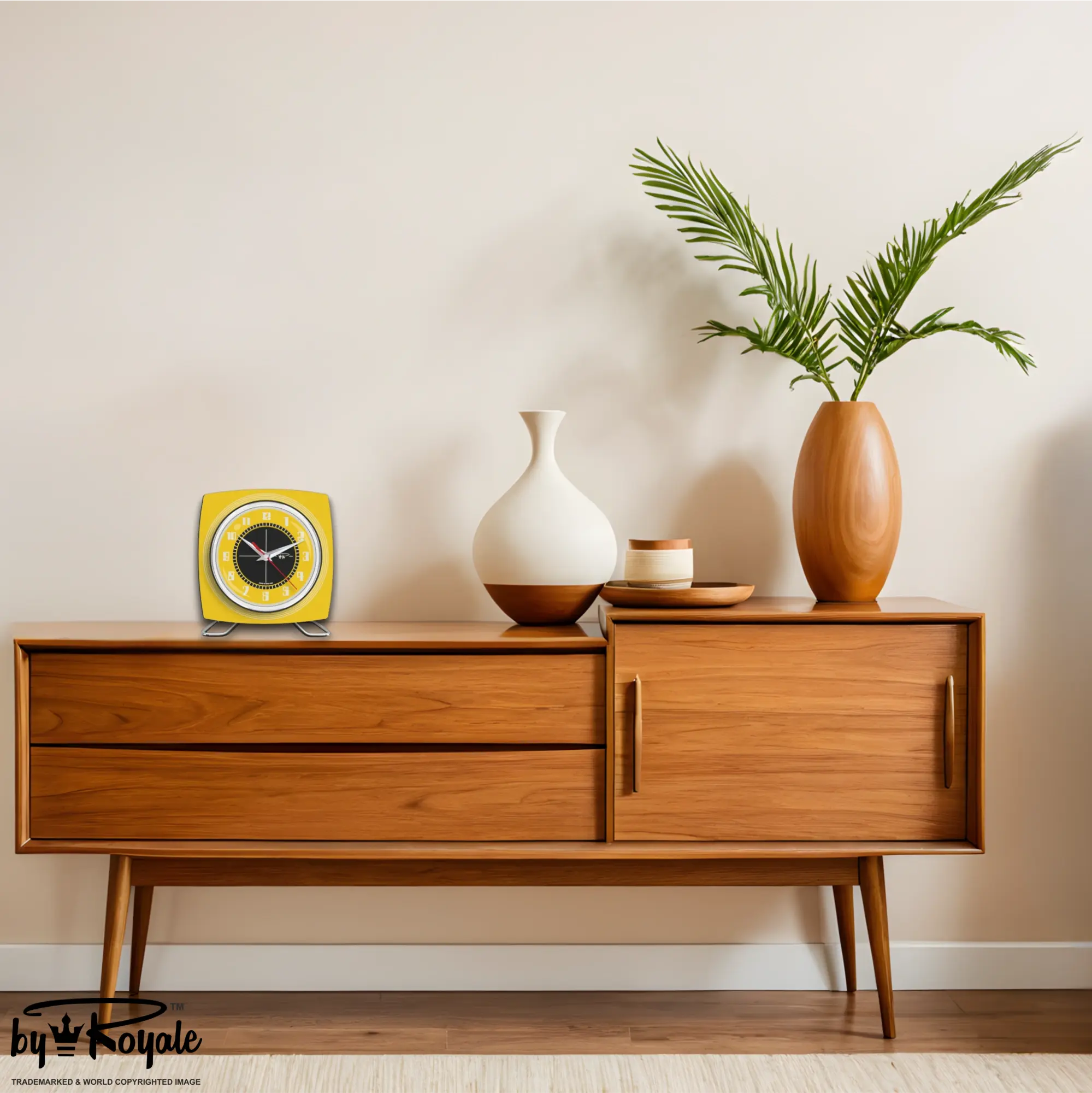 Mid Century Modern Royalexe Laminate Clock By Royale - Echo Yellow